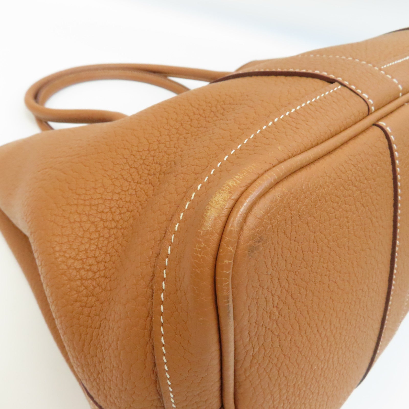 HERMES Negonda皮革Garden Party PM銀扣手挽袋Gold/啡色