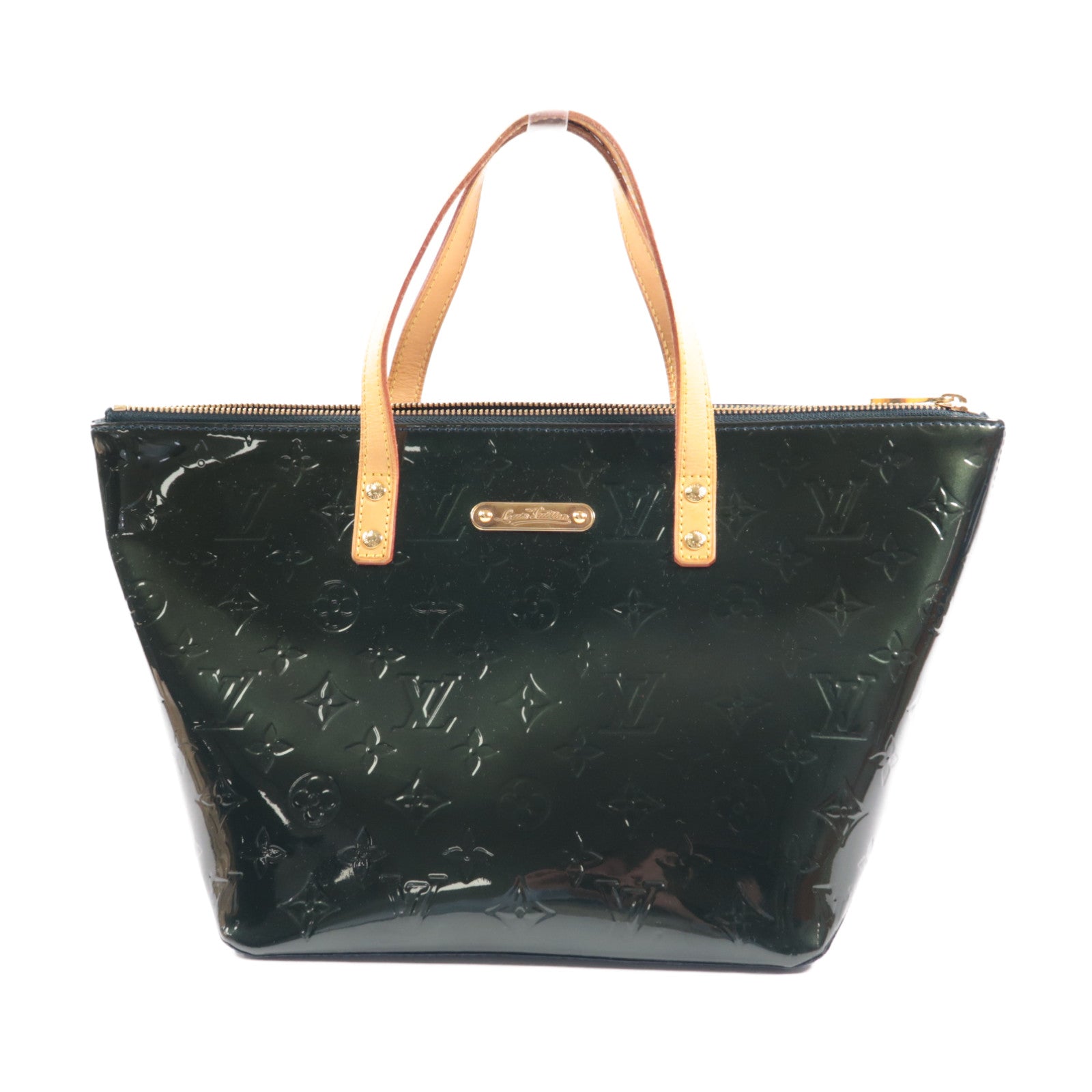 LOUIS VUITTON Monogram Vernis Bellevue PM金扣手挽袋綠色
