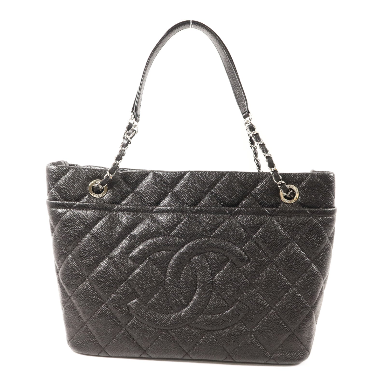 CHANEL 牛皮皮革Tote Bag銀扣鏈帶手挽袋