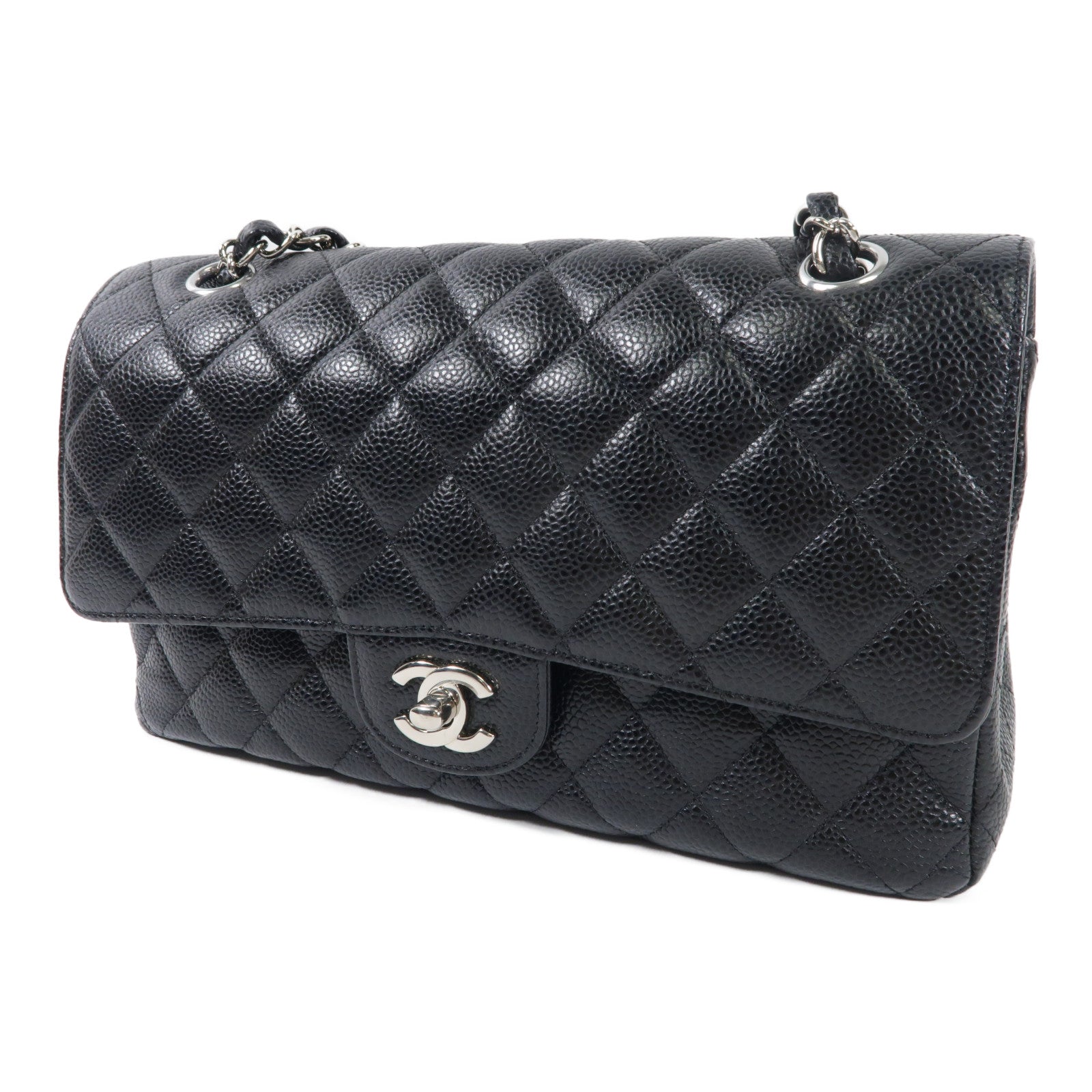 CHANEL CC SHW Classic 25 Chain Shoulder Bag Calfskin Leather Black