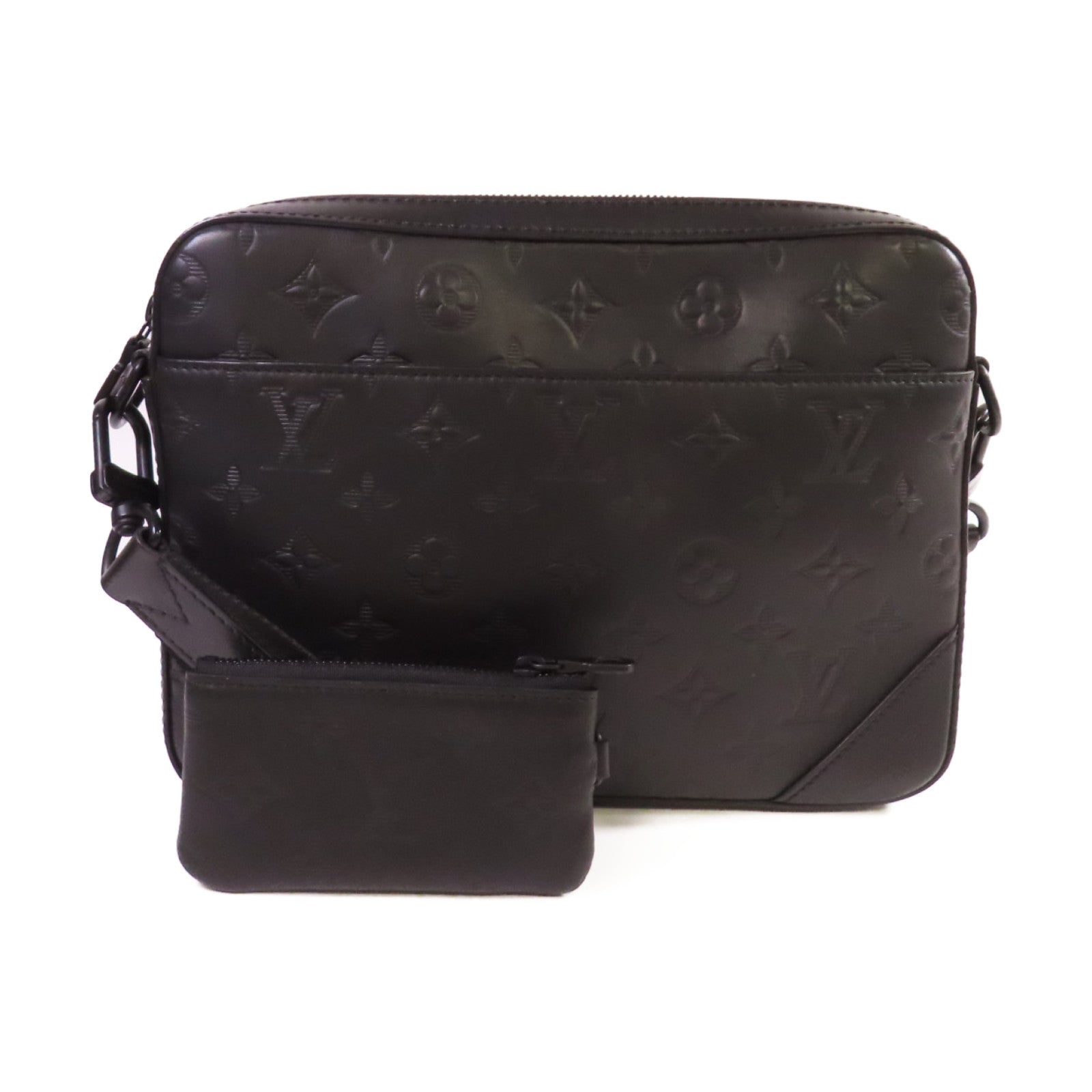 LOUIS VUITTON Monogram Shadow Duo Messenger Shoulder Bag肩背袋黑色