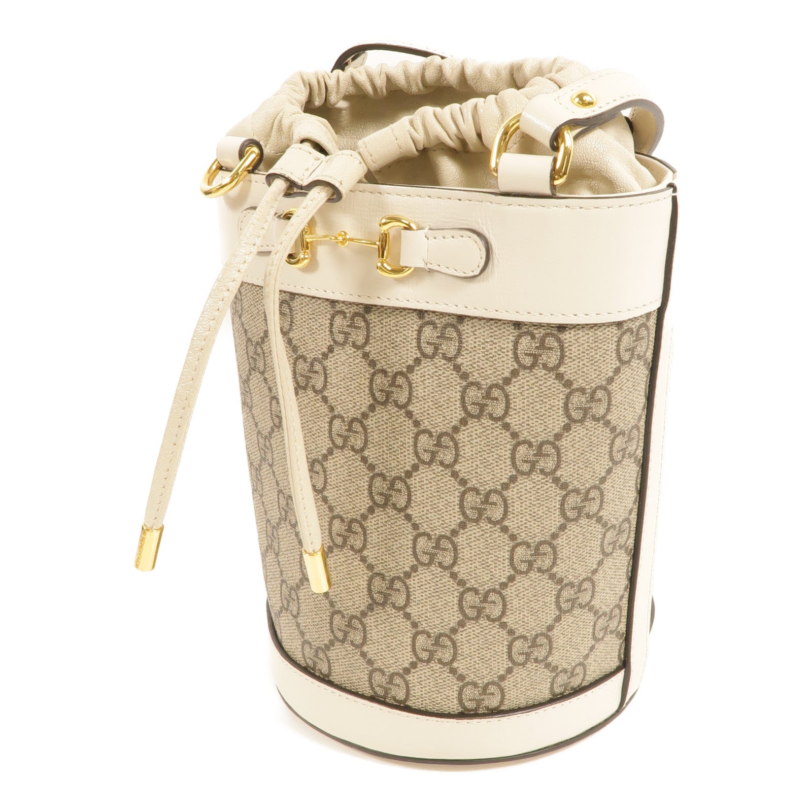 GUCCI 塗層帆布Horsebit 1955 Small Bucket Bag金扣肩背袋