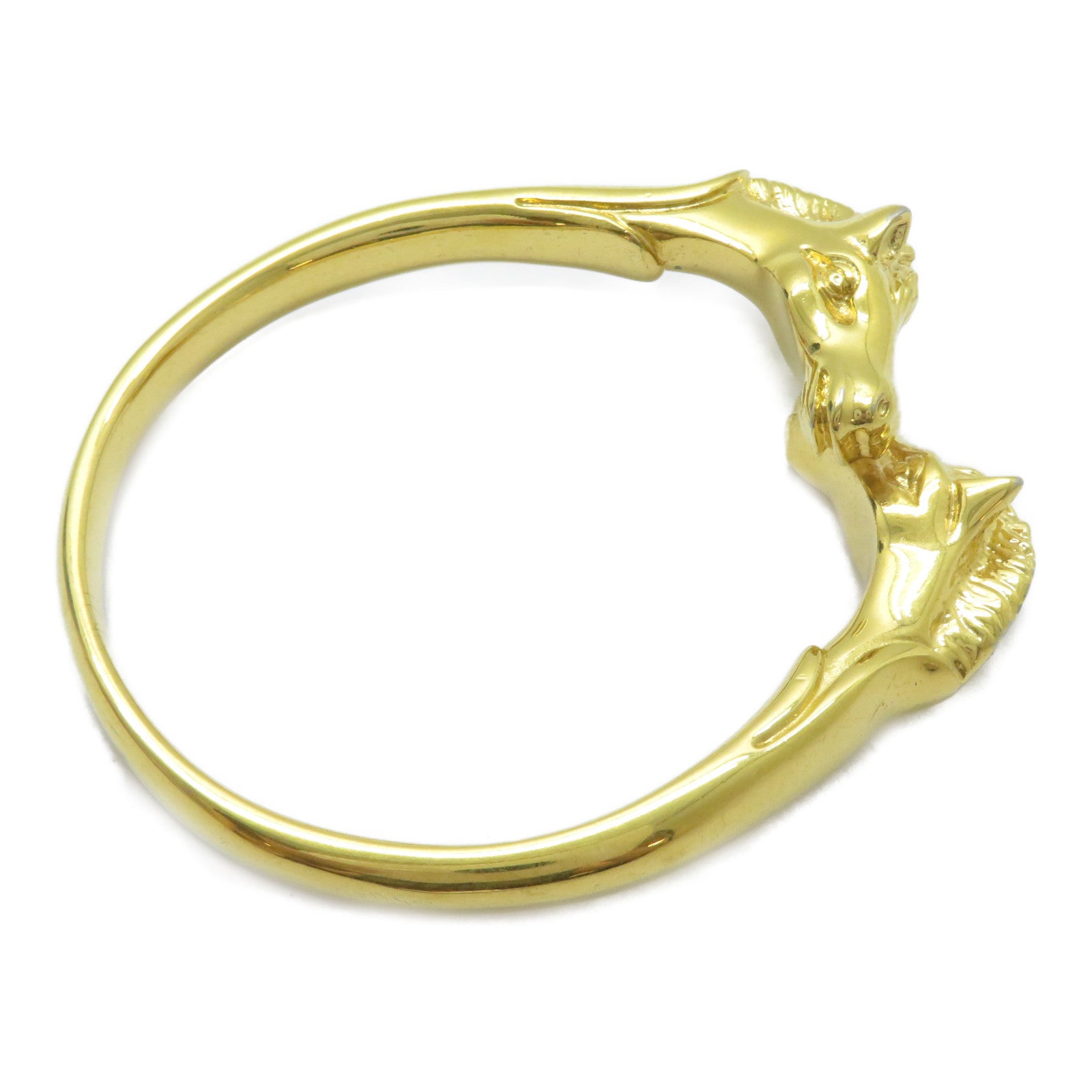 HERMES 金屬Double Horse手鐲金色