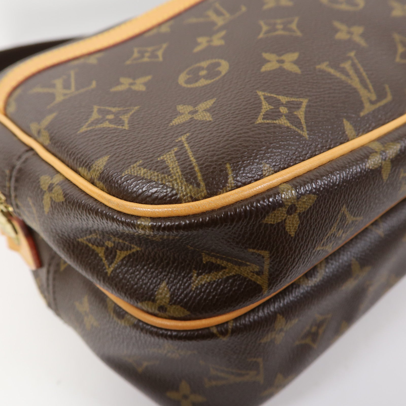 LOUIS VUITTON Monogram Reporter PM金扣肩背袋啡色