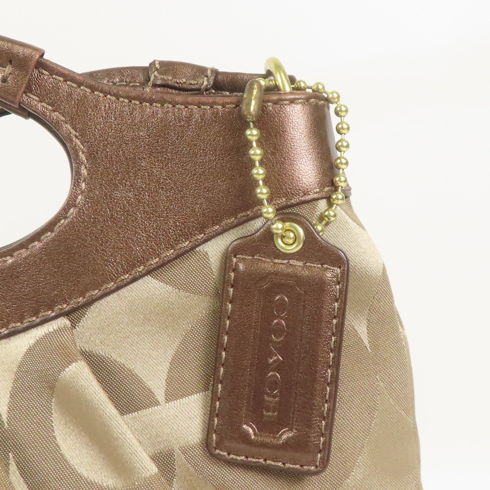 COACH GHW 2way Shoulder Bag Canvas Gold