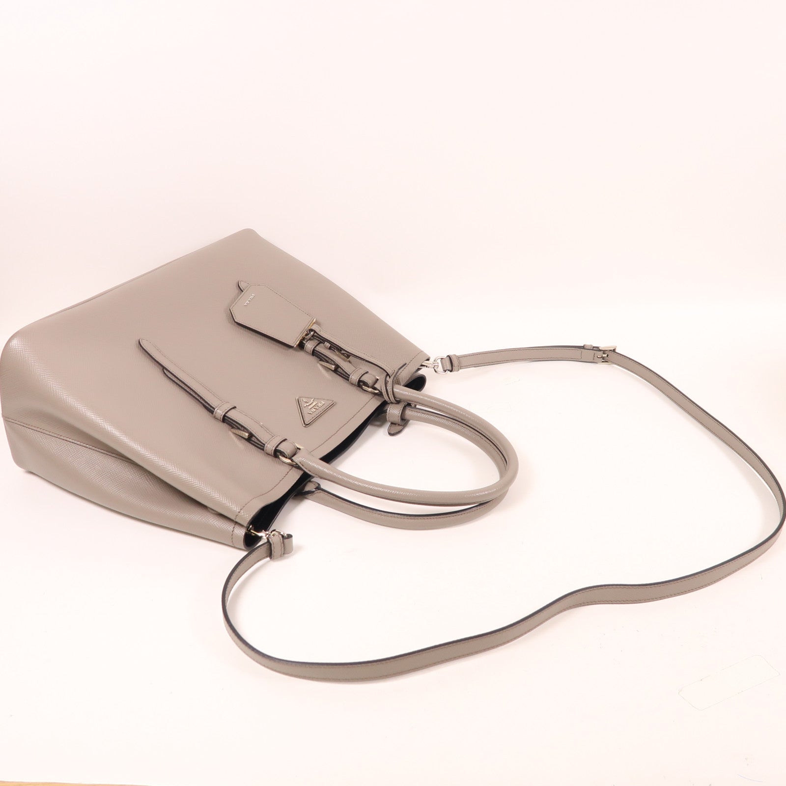 PRADA 牛皮皮革Shoulder Tote銀扣手挽肩背兩用袋