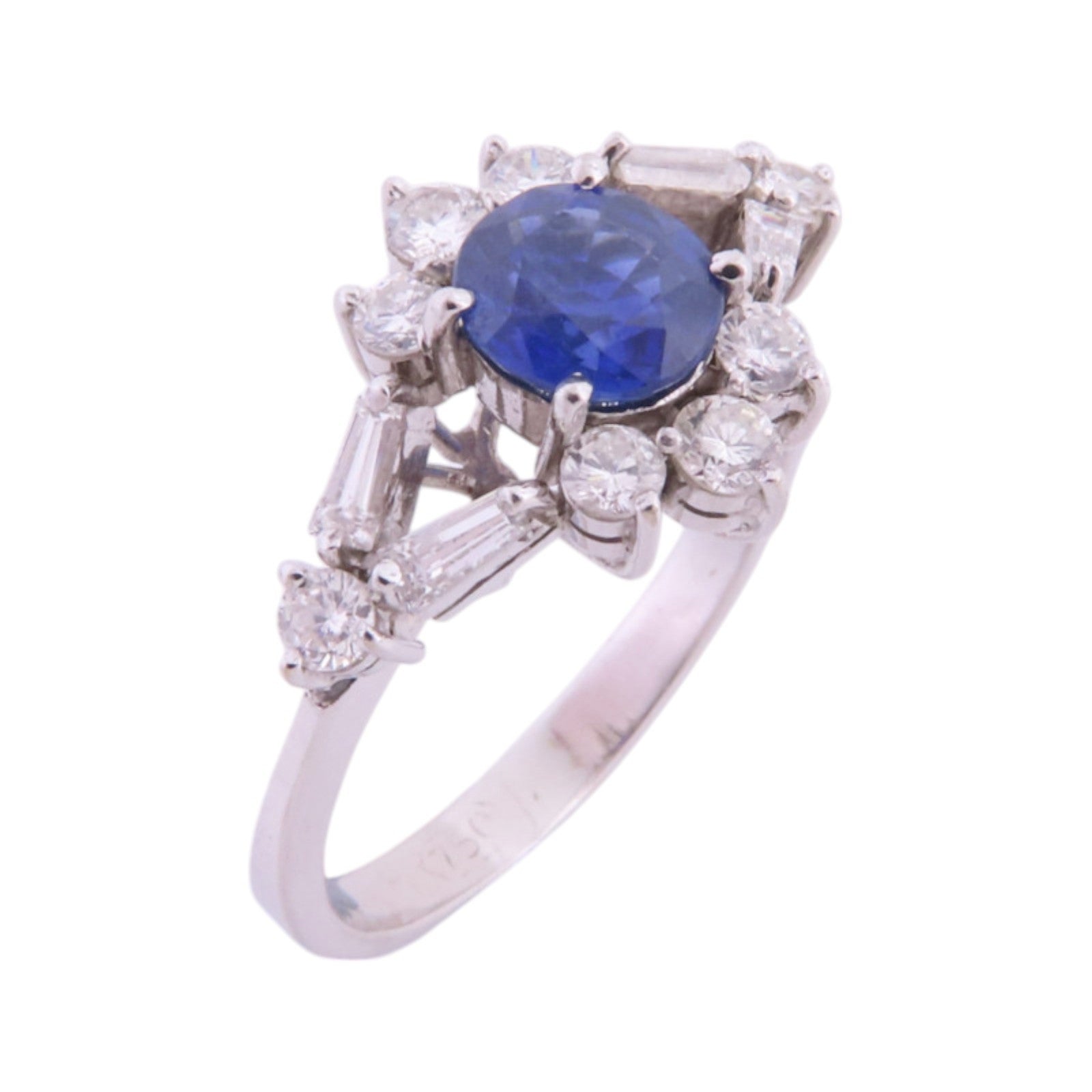 JEWELRY Sapphire Diamond Ring US#6.25 18K White Gold