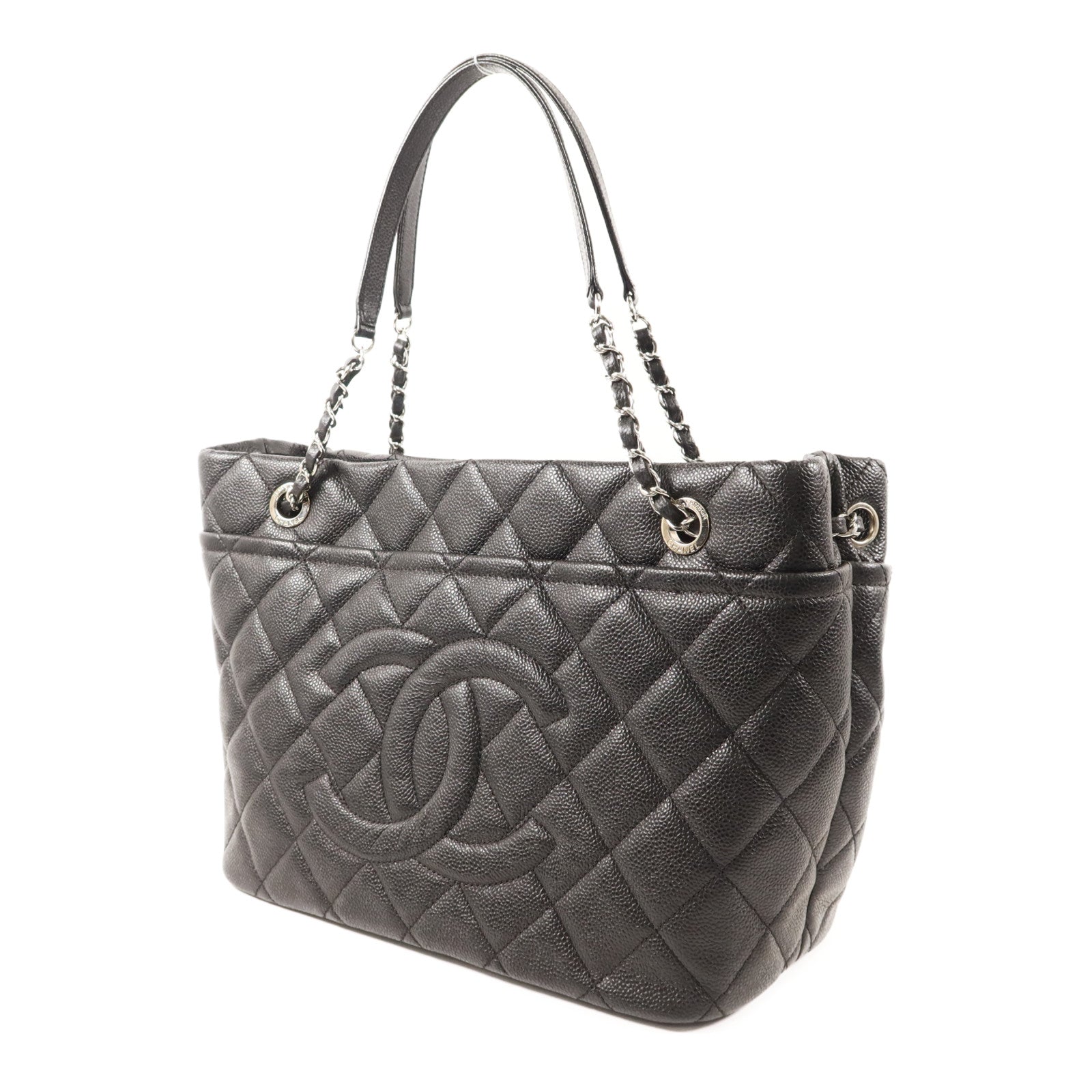 CHANEL 牛皮皮革Tote Bag銀扣鏈帶手挽袋