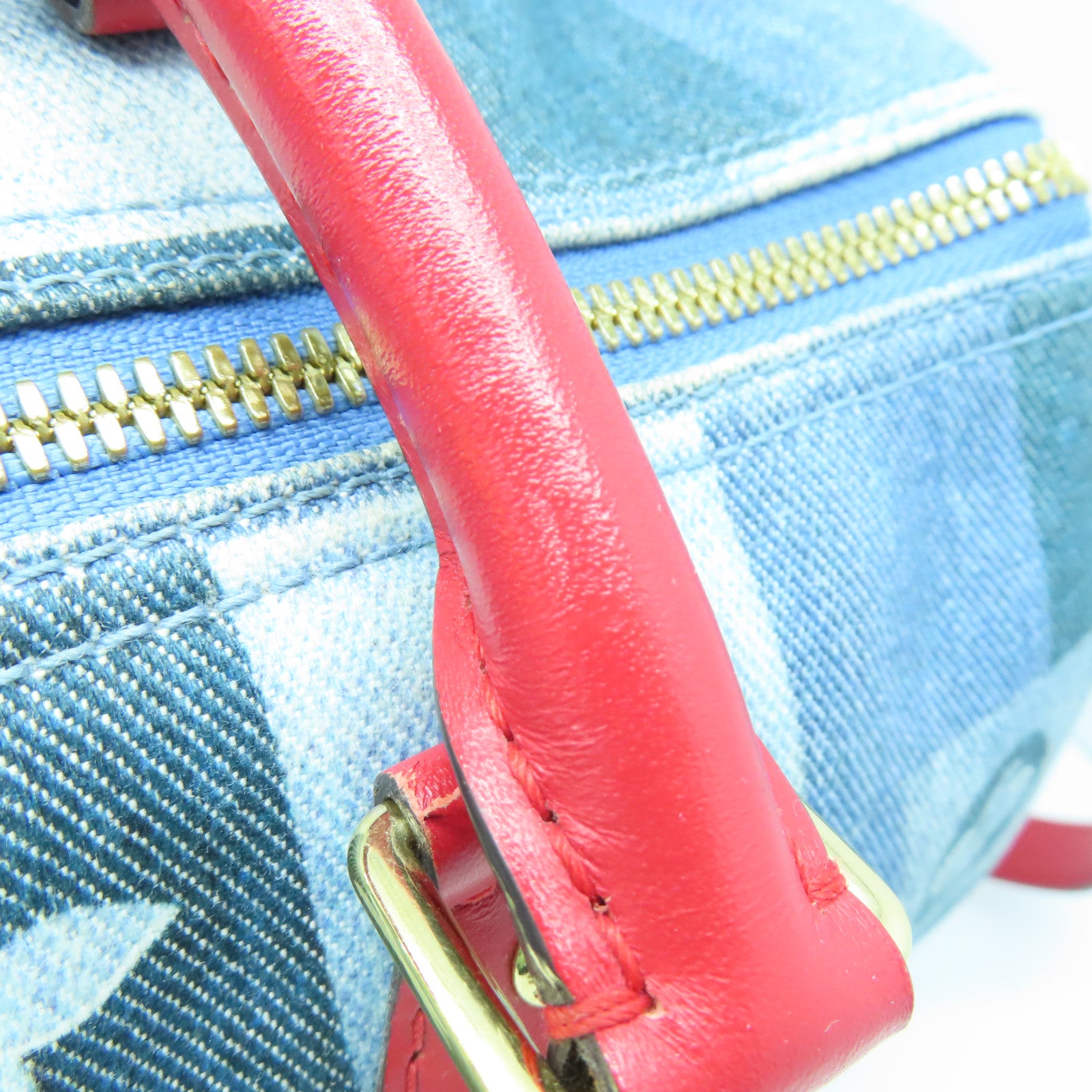LOUIS VUITTON 【激減優惠】Monogram Denim Speedy 30 Bandouliere金扣手挽肩背兩用袋藍色