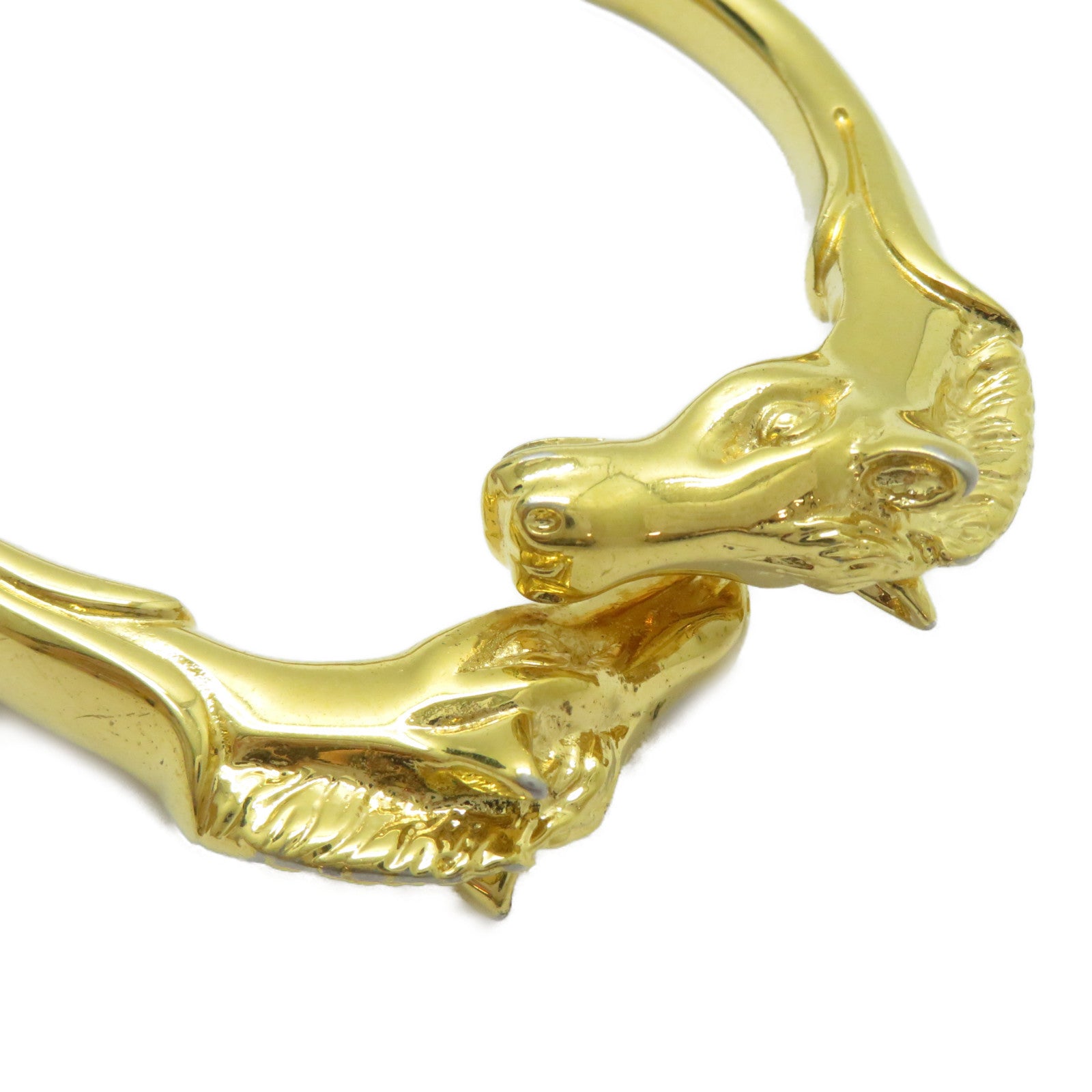 HERMES 金屬Double Horse手鐲金色