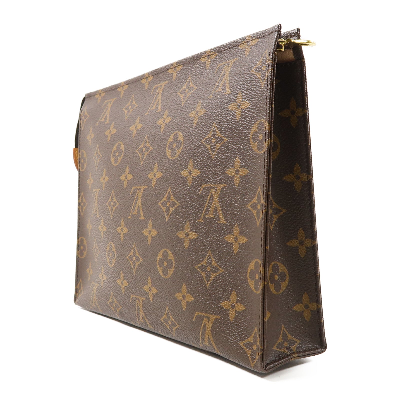 LOUIS VUITTON Monogram Toiletry Pouch金扣手拿包啡色