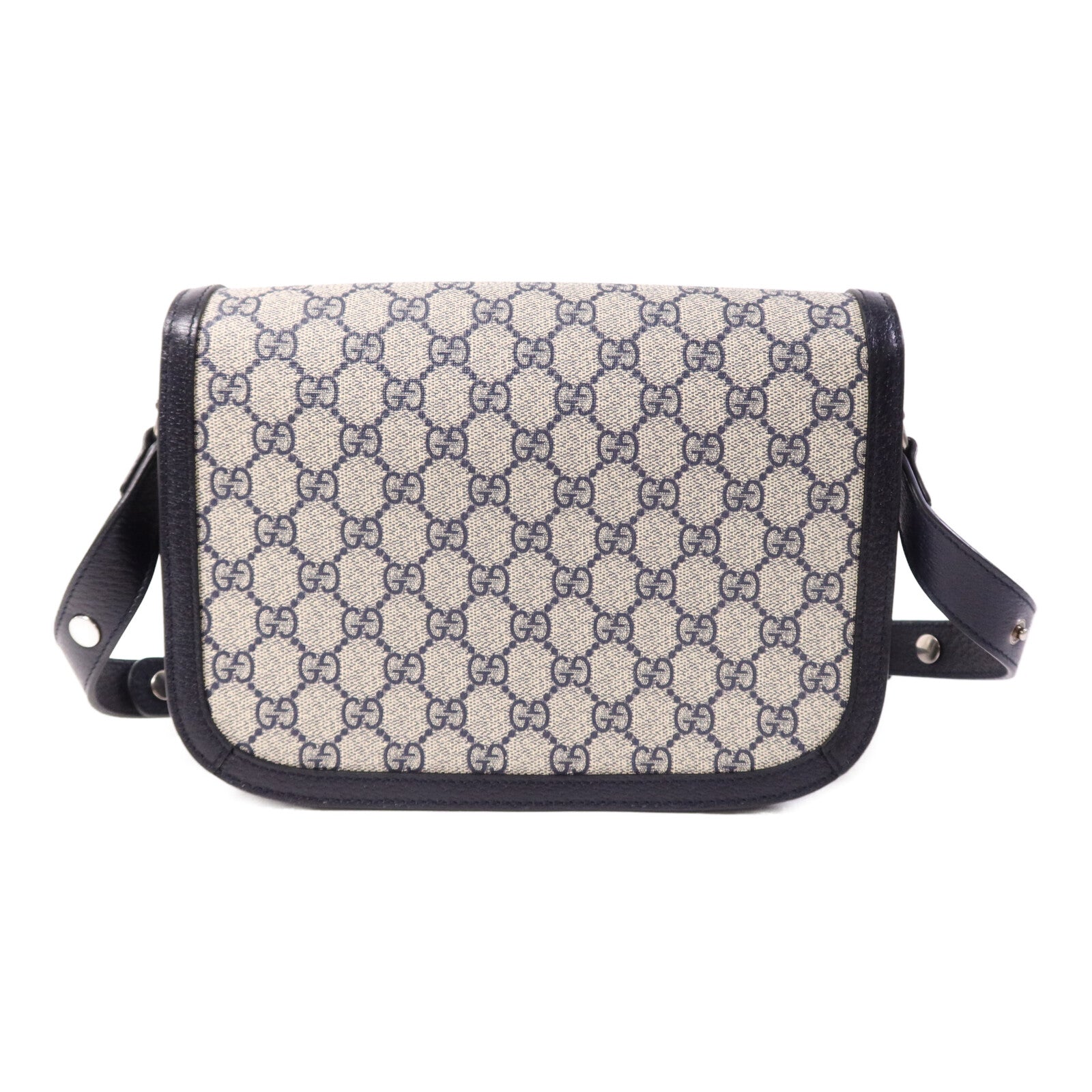 GUCCI 塗層帆布Horsebit 1955 MM銀扣肩背袋