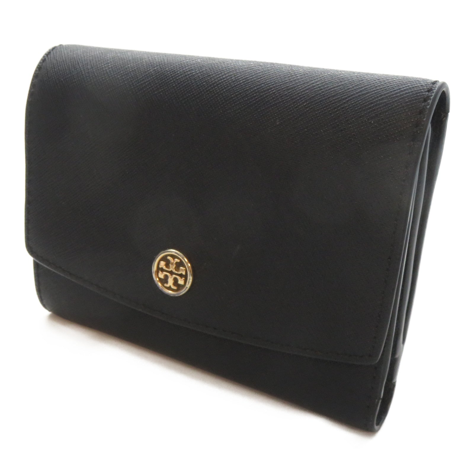 Tory Burch 【激減優惠】牛皮皮革Burch金扣錢包黑色