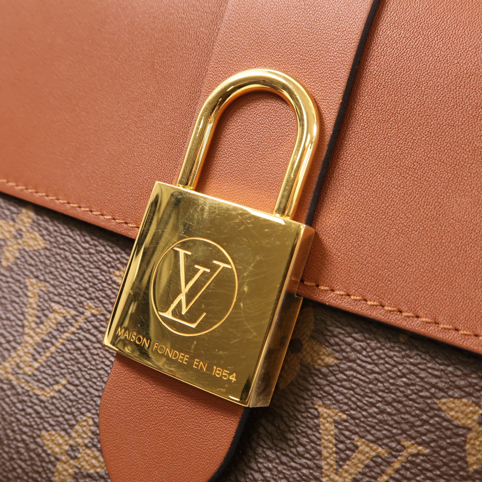 LOUIS VUITTON Monogram Locky BB金扣手挽肩背兩用袋棕色