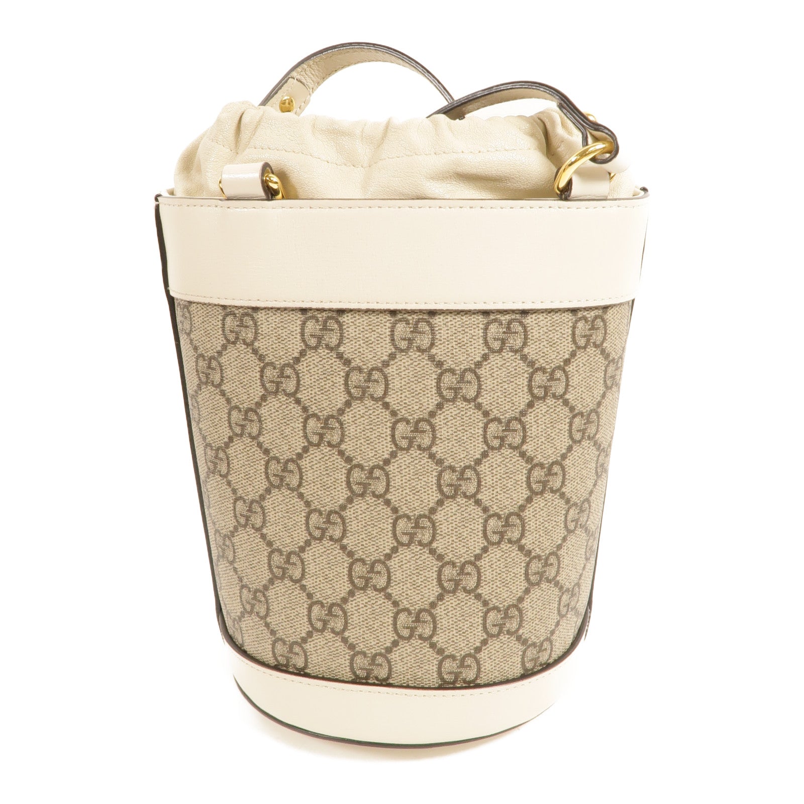 GUCCI 塗層帆布Horsebit 1955 Small Bucket Bag金扣肩背袋