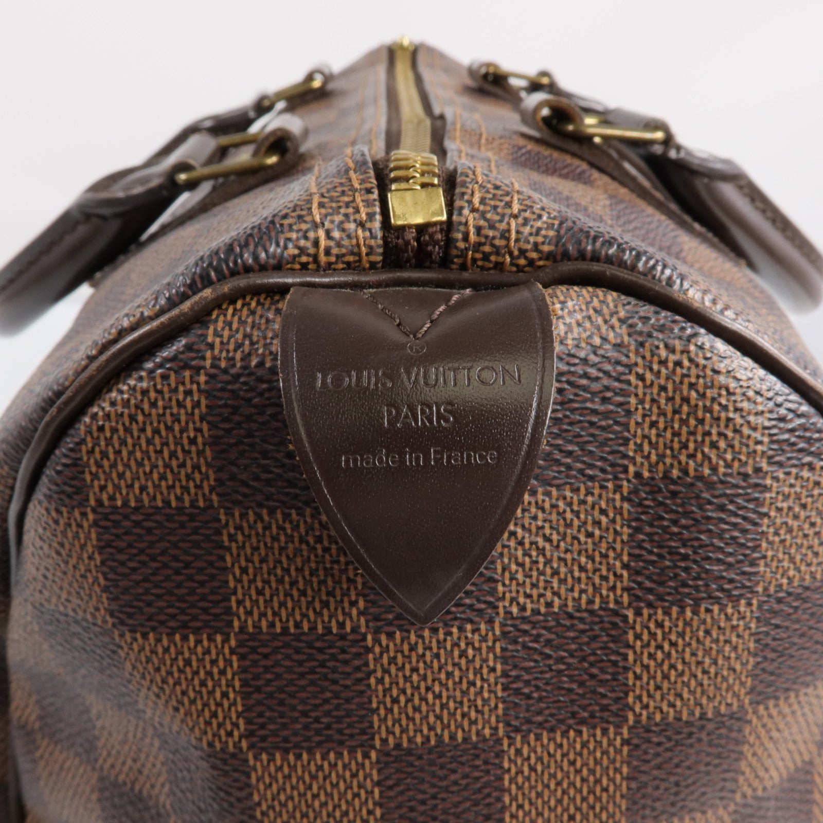 LOUIS VUITTON Damier Speedy 30金扣手挽袋