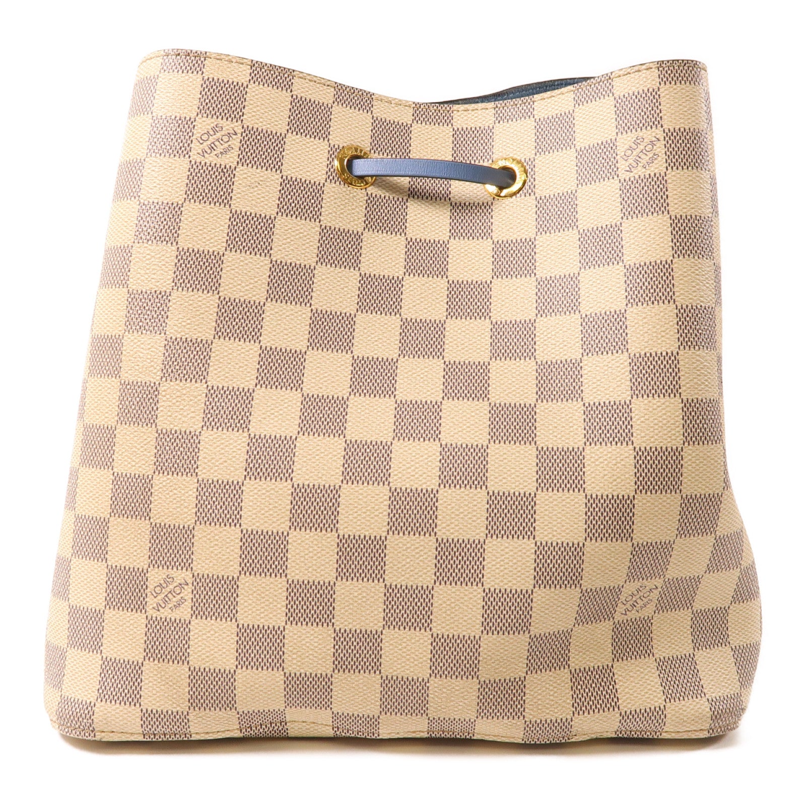 LOUIS VUITTON Damier Azur Neo Noe金扣肩背袋白色/藍色