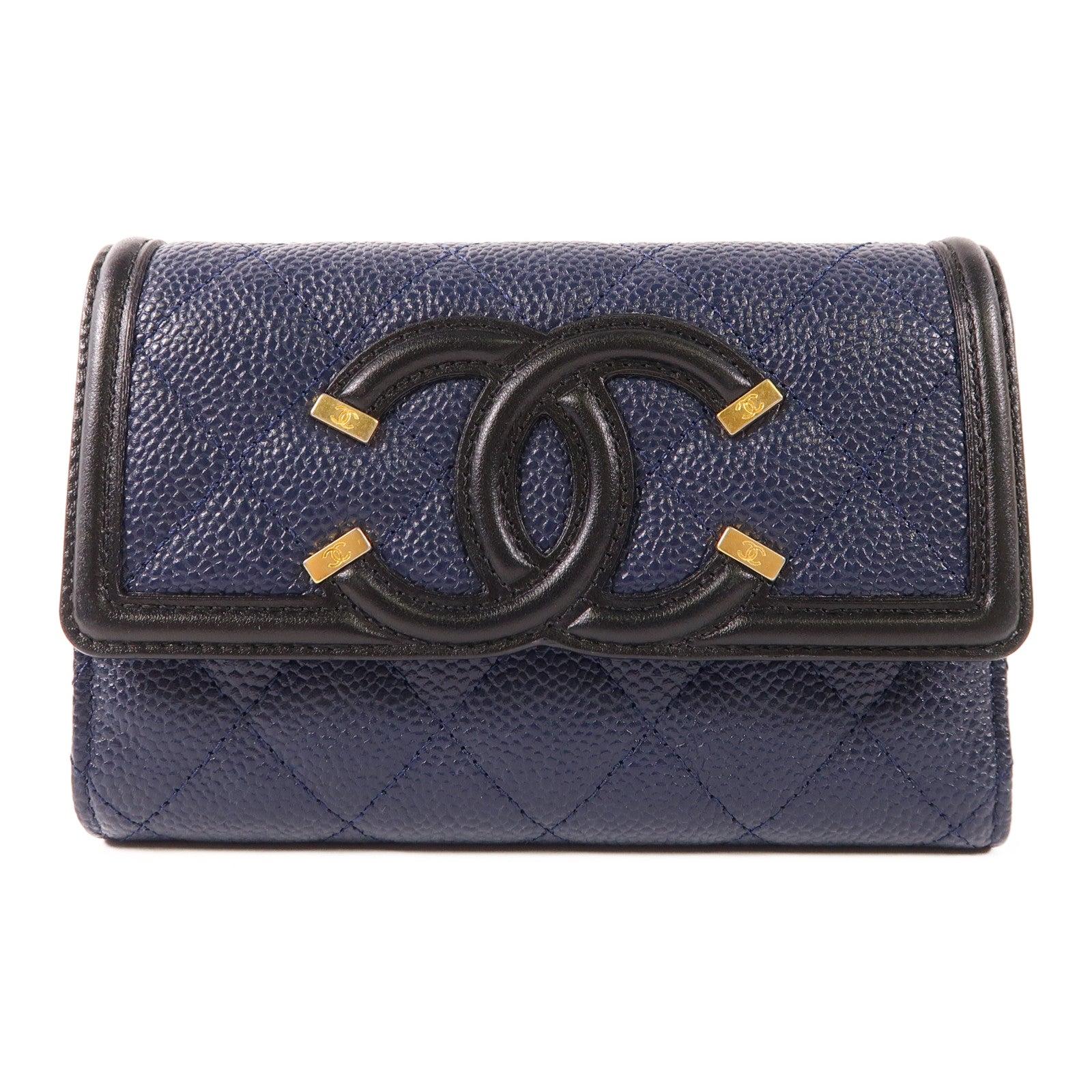 CHANEL 牛皮皮革Wallet金扣錢包
