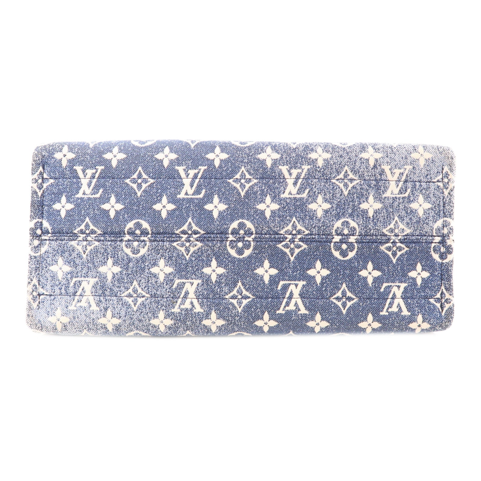 LOUIS VUITTON Monogram Denim OnTheGo MM金扣手挽肩背兩用袋藍色