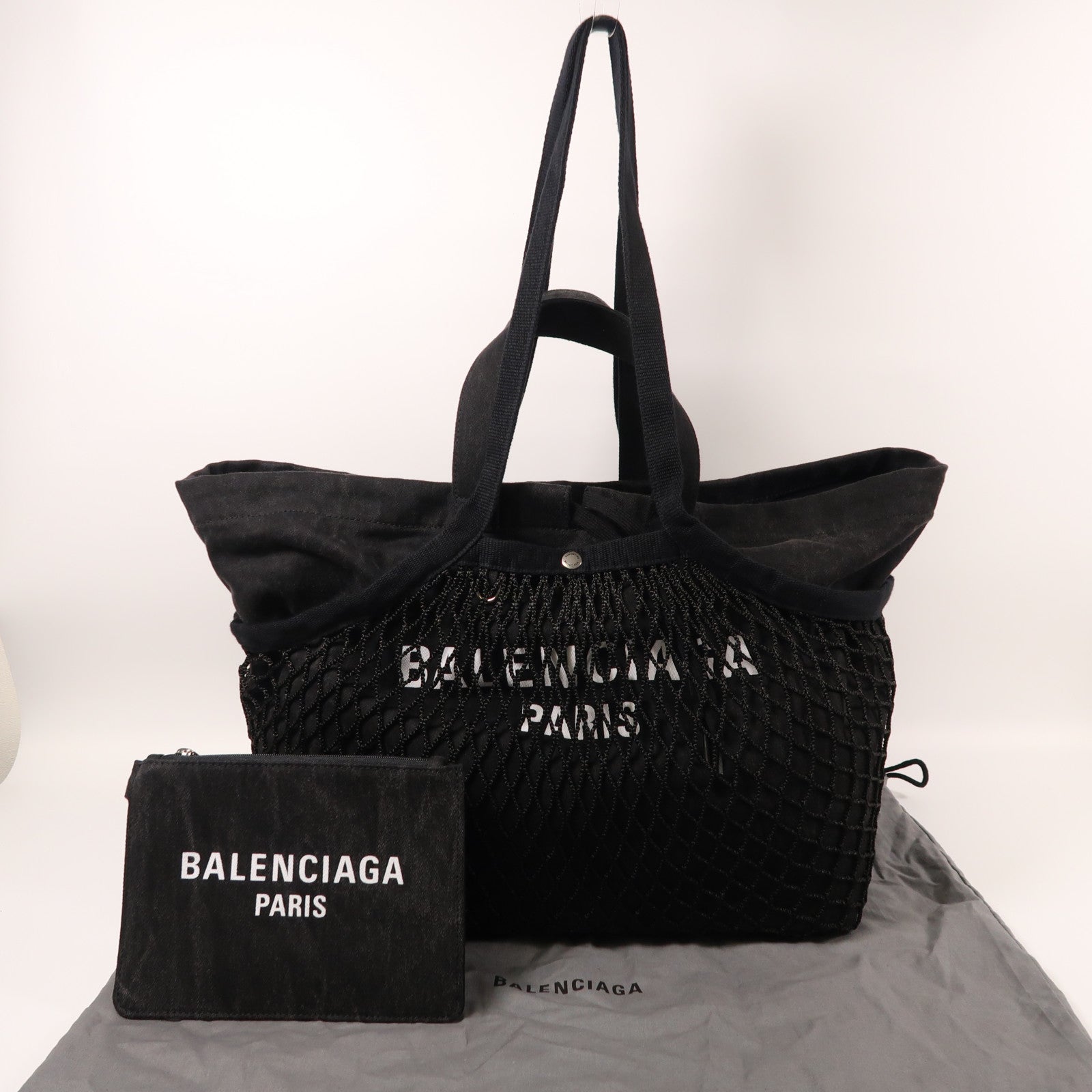BALENCIAGA 帆布Tote Bag銀扣手挽肩背兩用袋