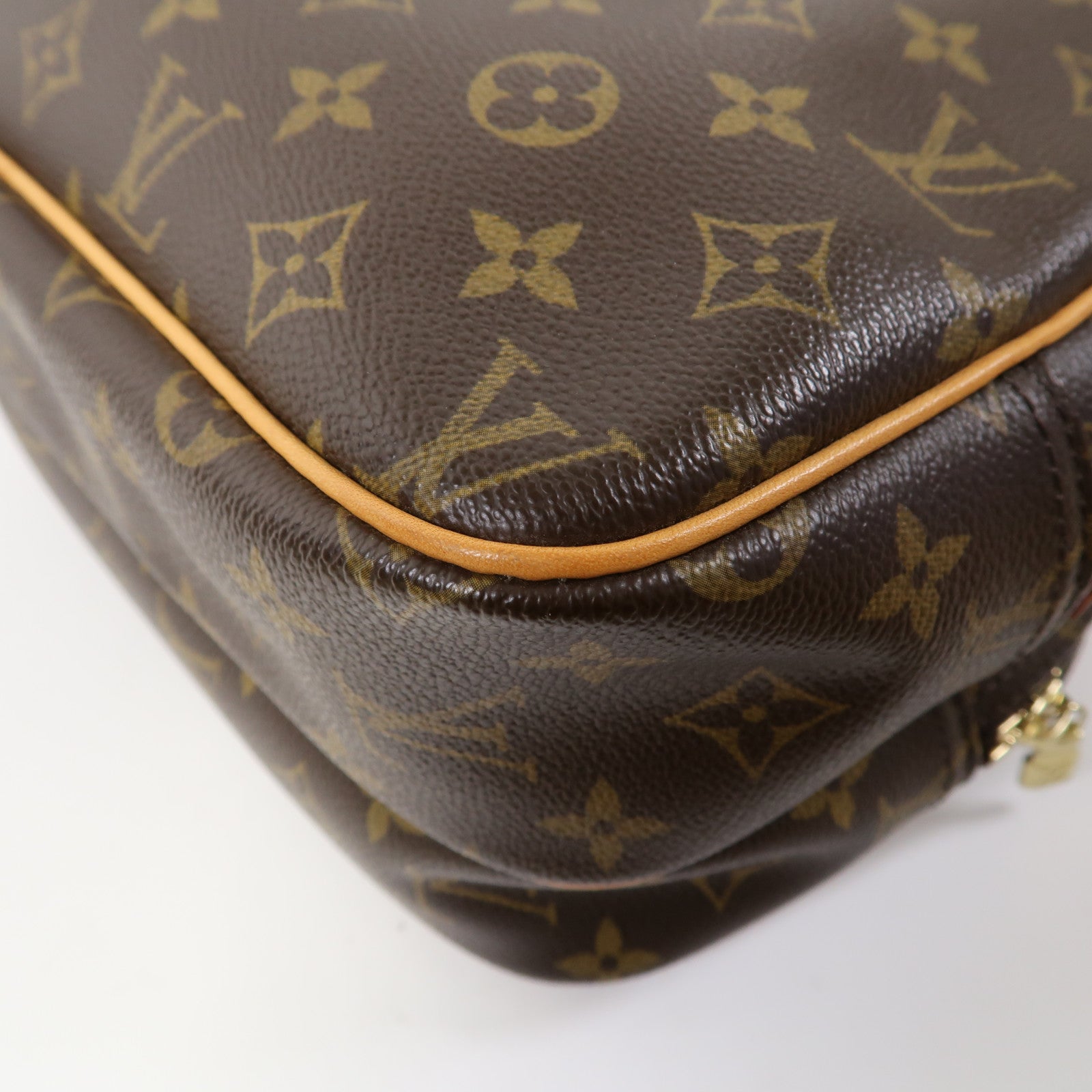 LOUIS VUITTON Monogram Reporter PM金扣肩背袋啡色