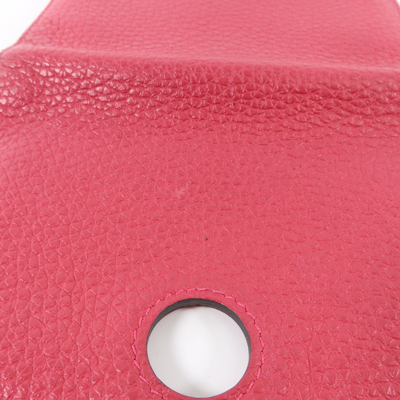 HERMES Clemence皮革Dogon Compact Wallet銀扣錢包Rose Mexico