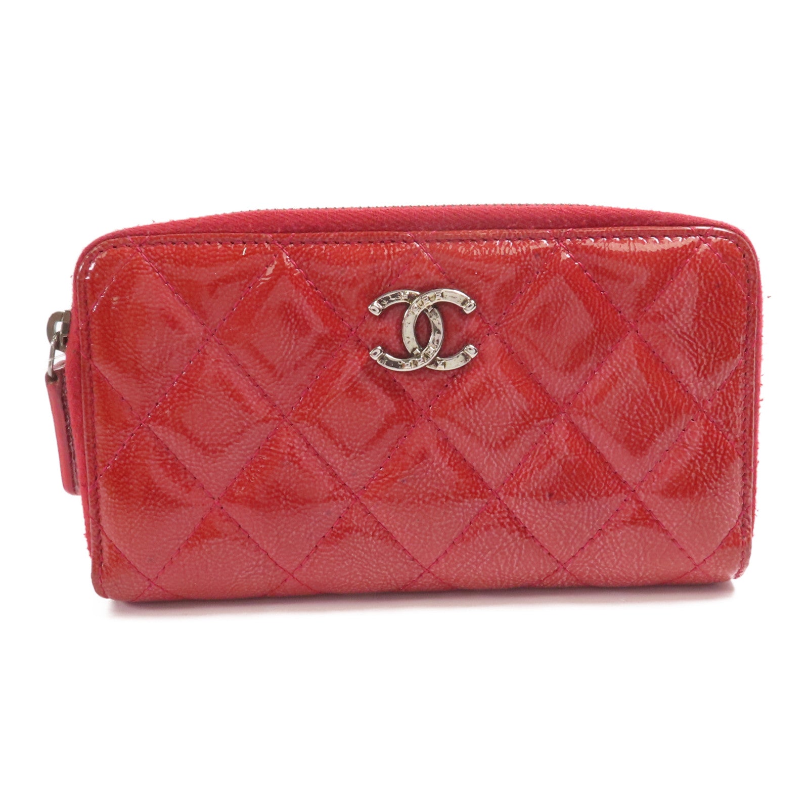 CHANEL 漆皮皮革Wallet銀扣錢包