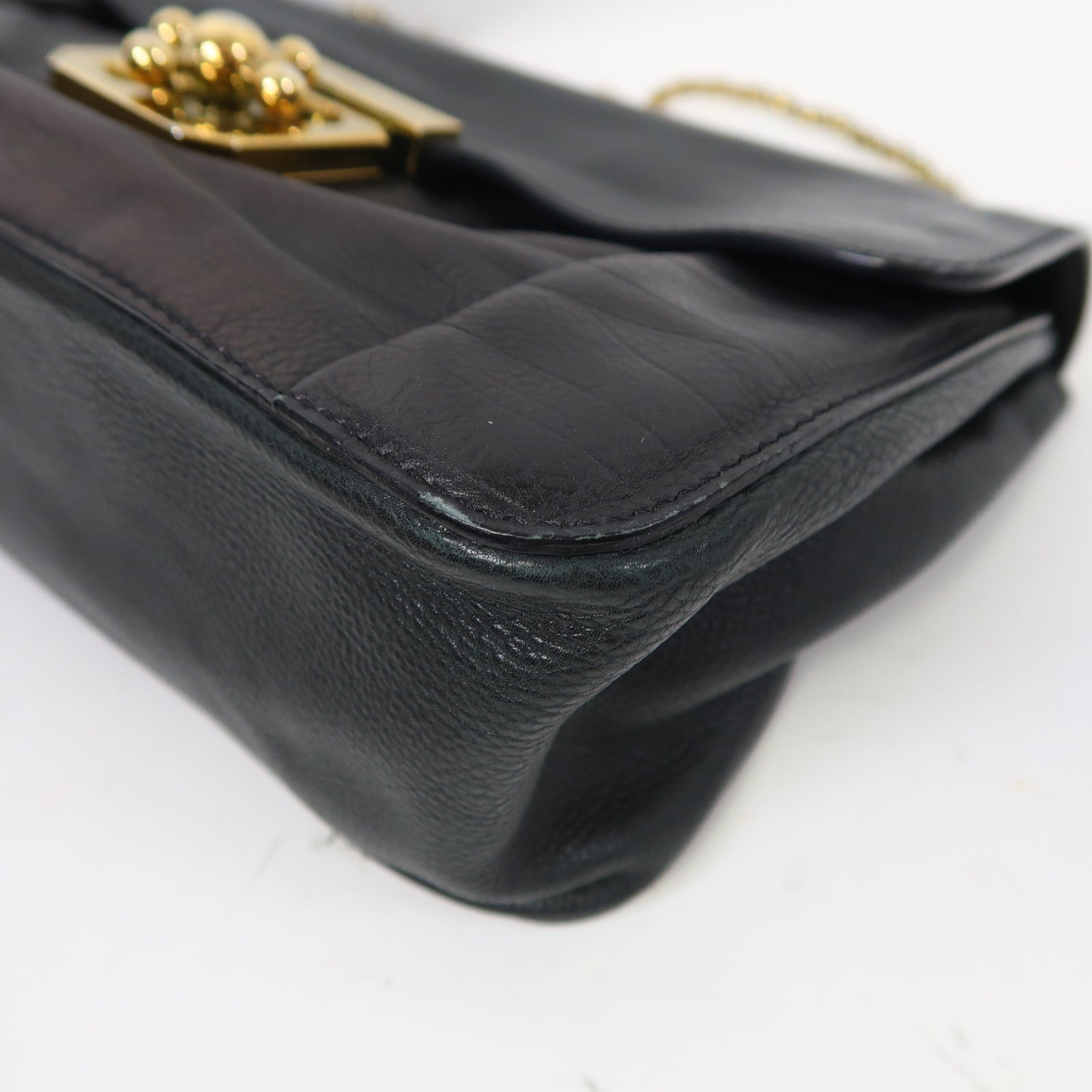 Chloe 牛皮皮革Shoulder Bag金扣肩背袋黑色