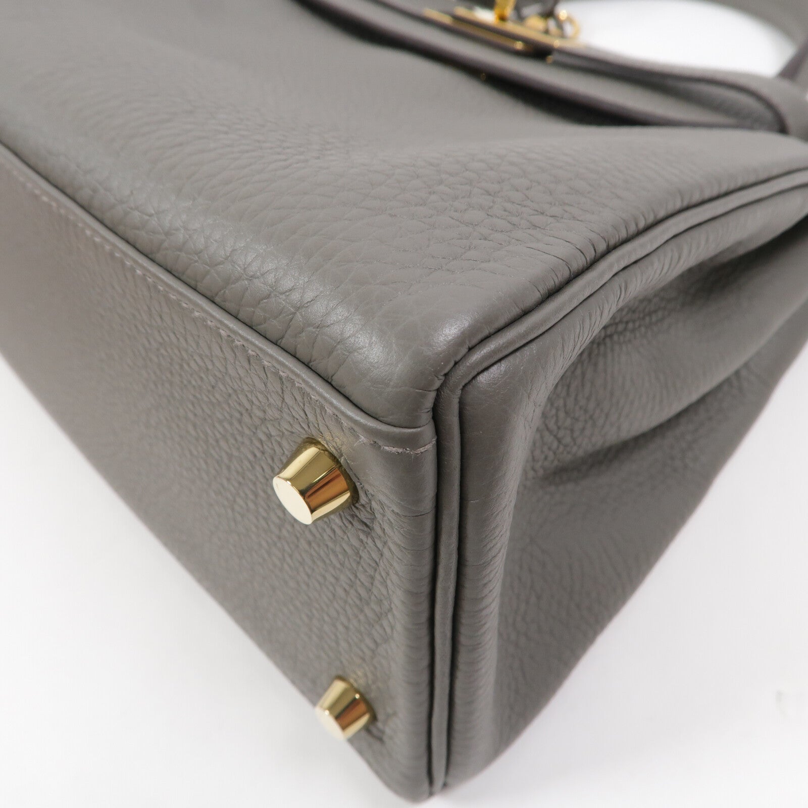 HERMES Clemence皮革Kelly 28手挽肩背兩用袋Gris Meyer