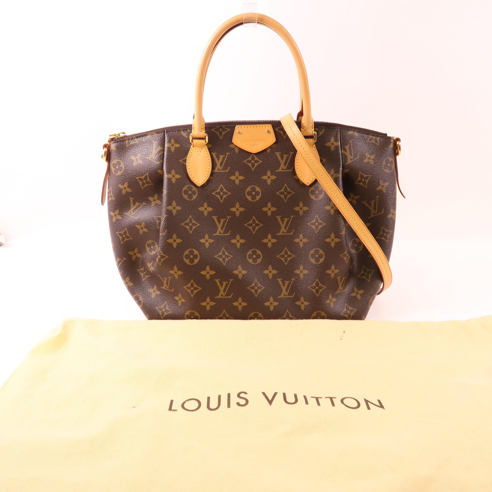 LOUIS VUITTON Monogram Turenne MM金扣手挽肩背兩用袋棕色
