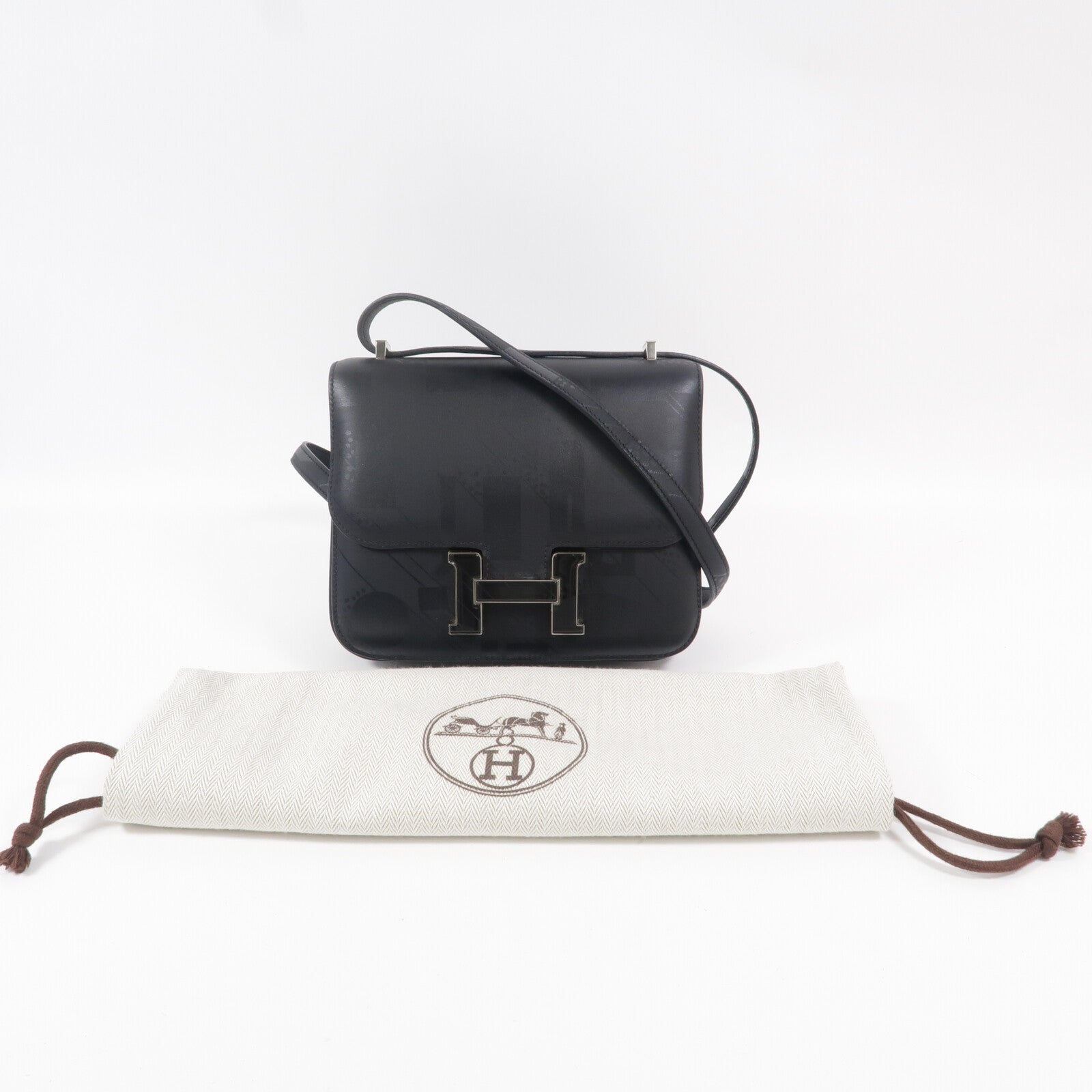 HERMES Sombrero皮革Constance Mini On A Summer Night肩背袋Noir