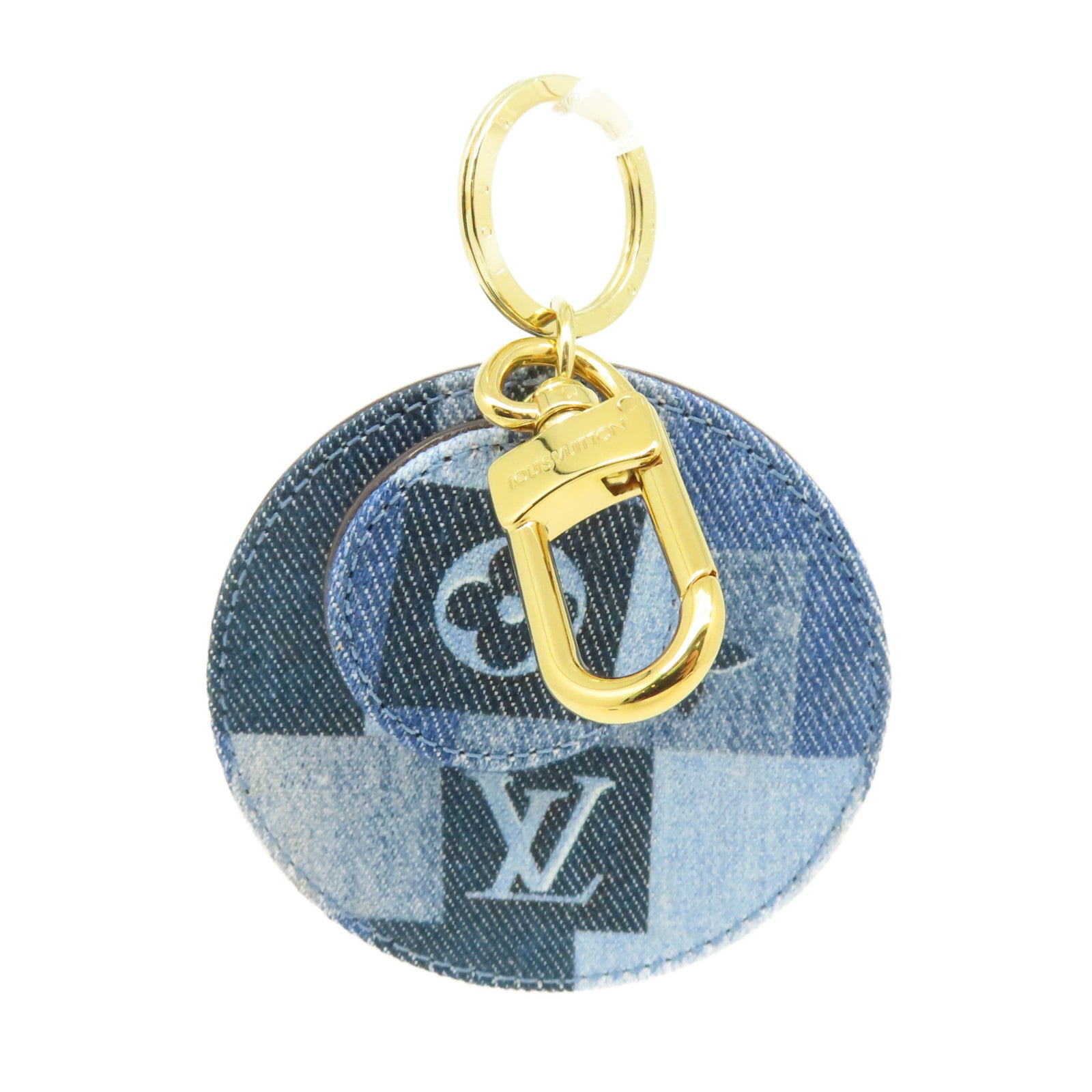 LOUIS VUITTON 【激減優惠】Monogram Denim Key Ring掛飾藍色/紅色