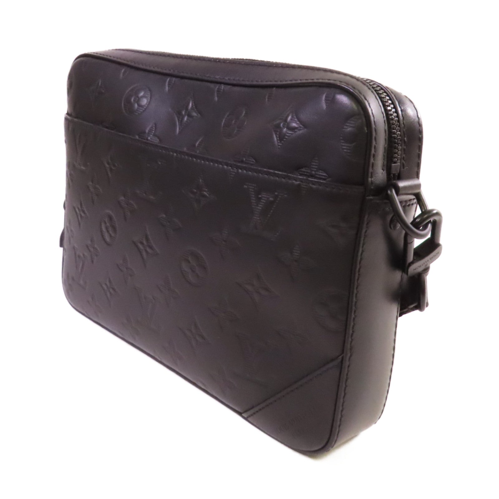 LOUIS VUITTON Monogram Shadow Duo Messenger Shoulder Bag肩背袋黑色