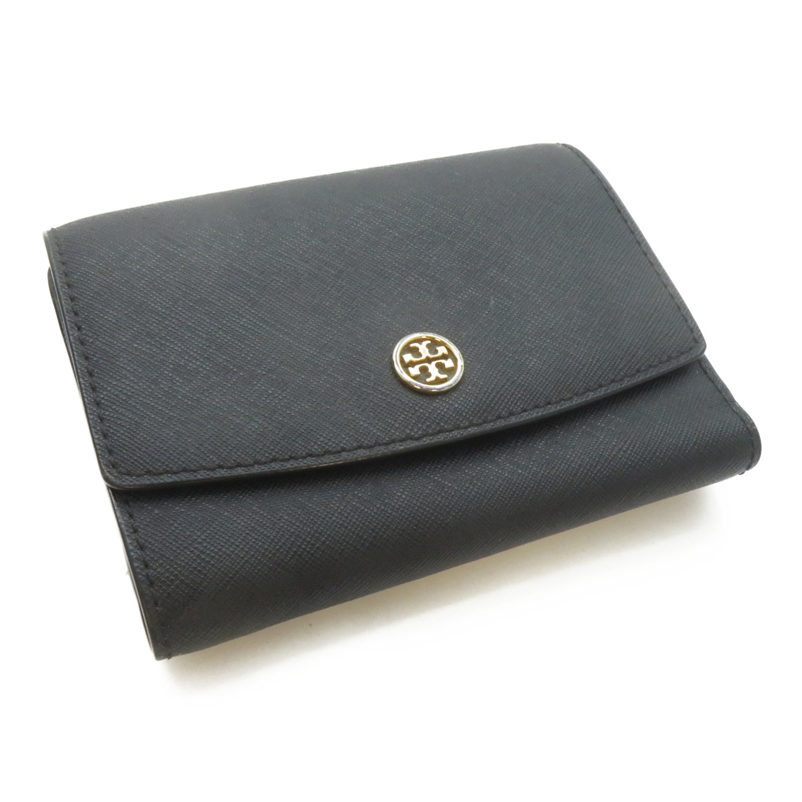 Tory Burch 【激減優惠】牛皮皮革Burch金扣錢包黑色