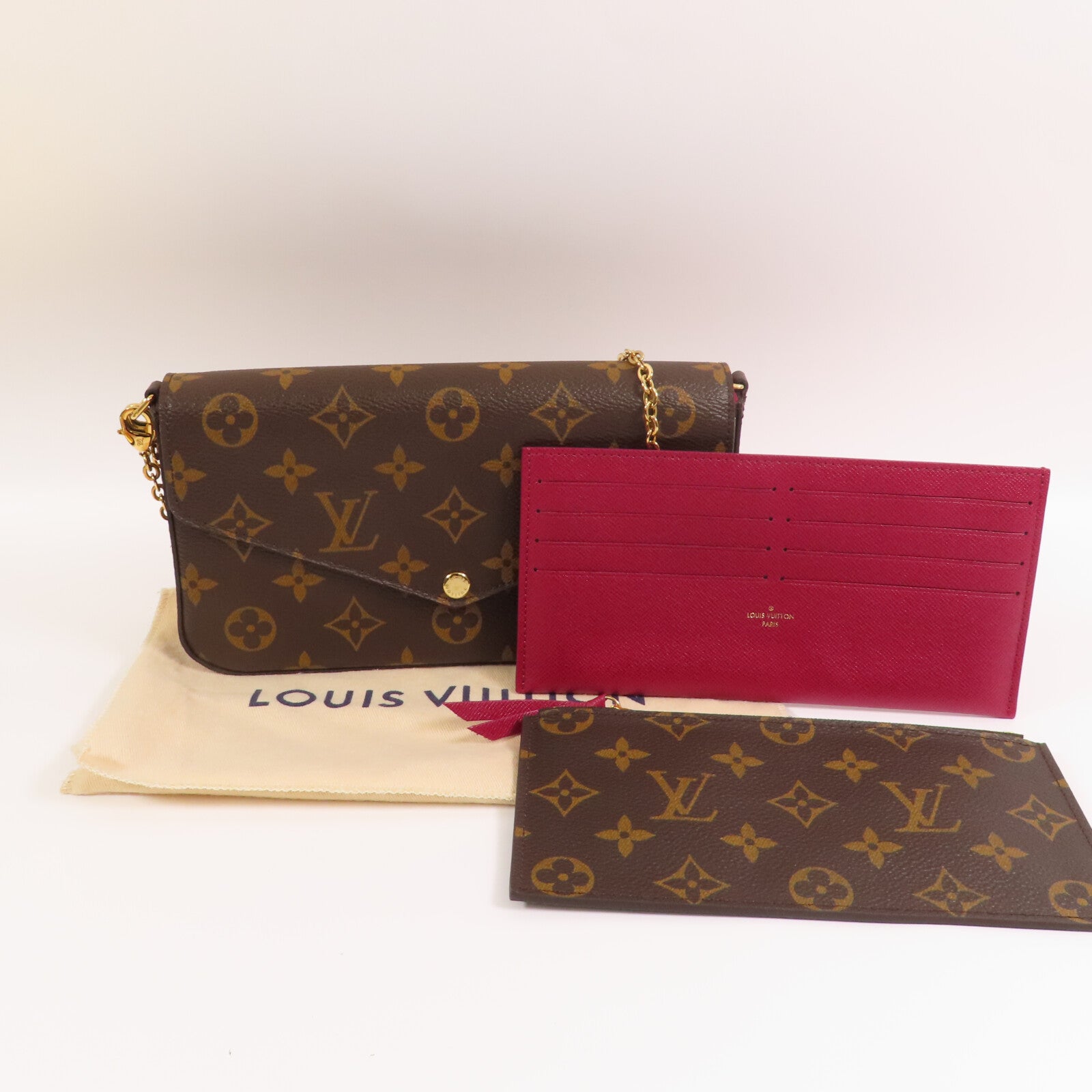 LOUIS VUITTON Monogram Felicie Pochette金扣鏈帶肩背袋