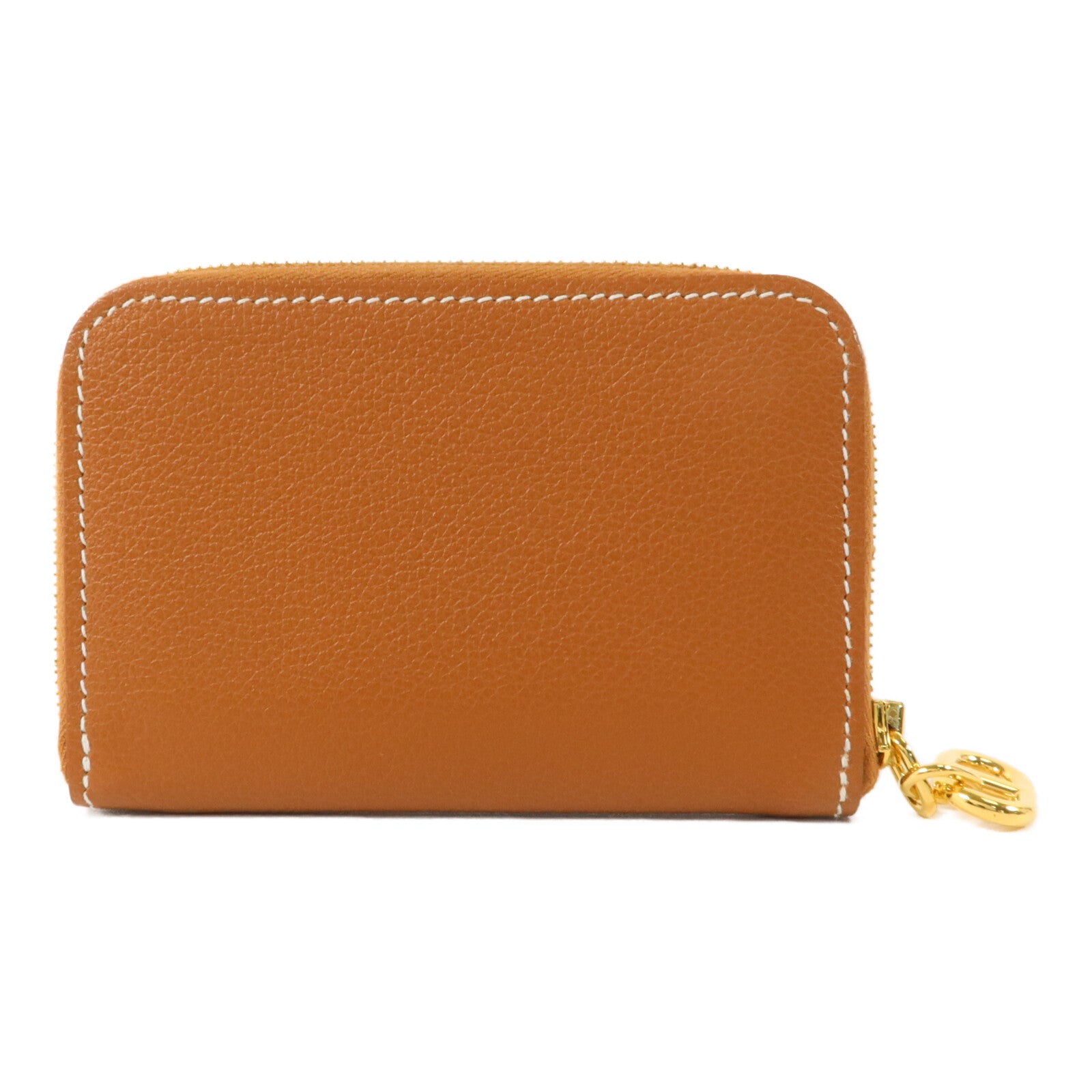 HERMES Evercolor皮革Zipengo Chaine d'Ancre Compact卡片套Gold
