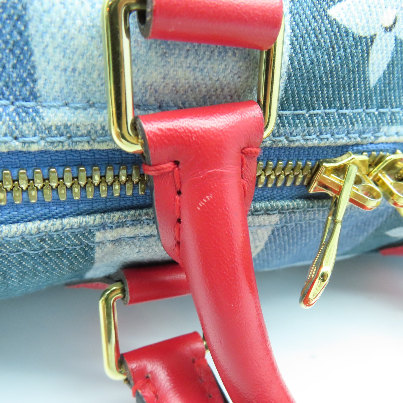 LOUIS VUITTON 【激減優惠】Monogram Denim Speedy 30 Bandouliere金扣手挽肩背兩用袋藍色