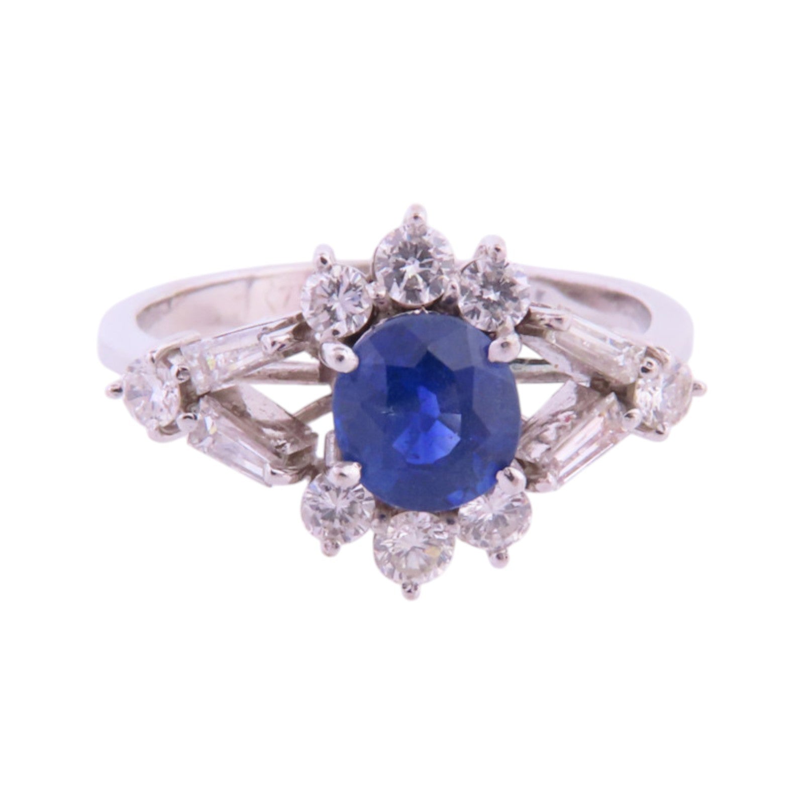 JEWELRY Sapphire Diamond Ring US#6.25 18K White Gold