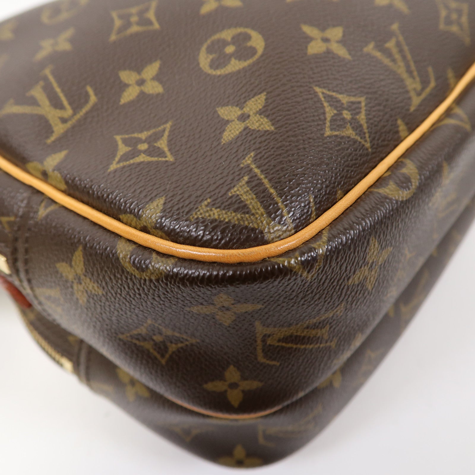 LOUIS VUITTON Monogram Reporter PM金扣肩背袋啡色