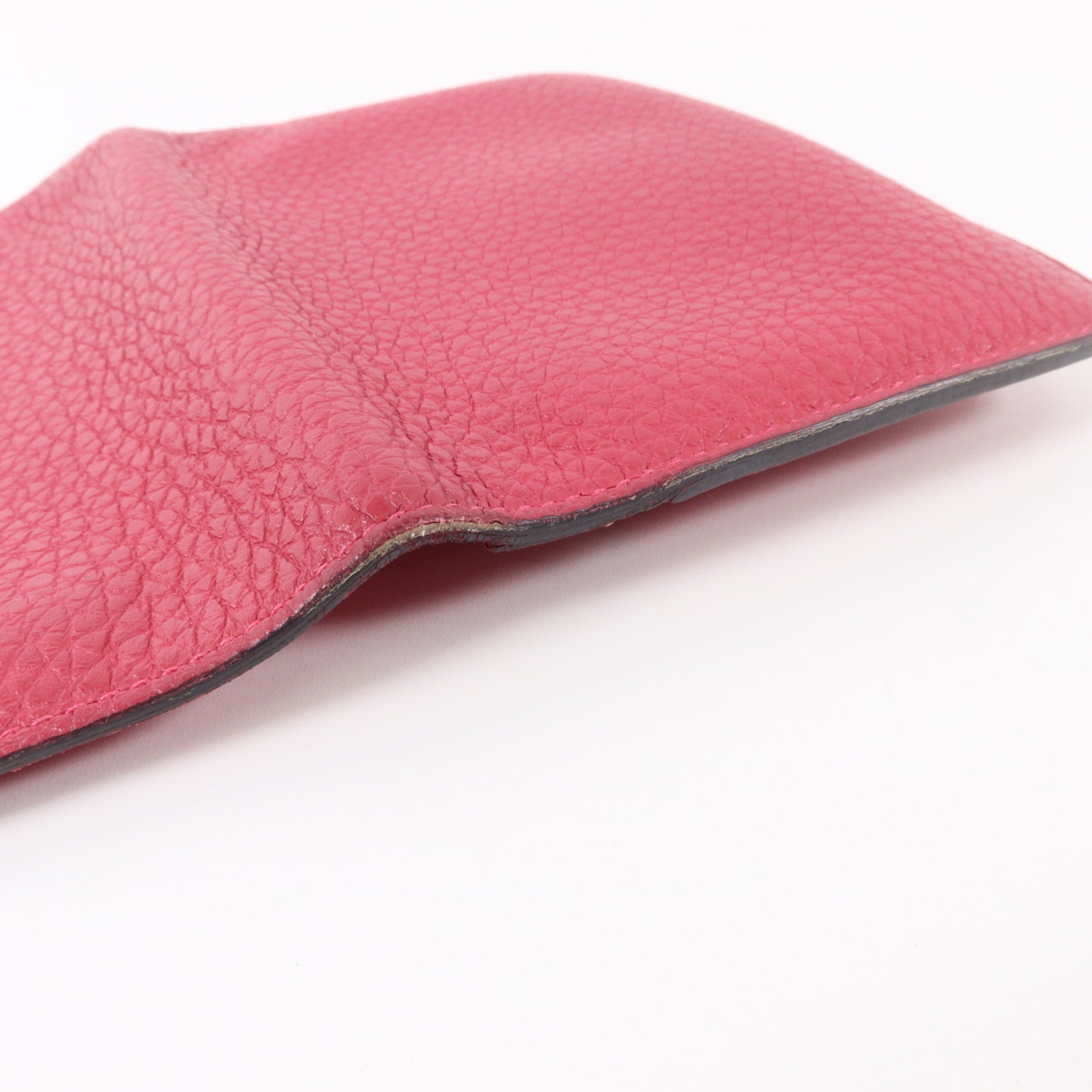 HERMES Clemence皮革Dogon Compact Wallet銀扣錢包Rose Mexico
