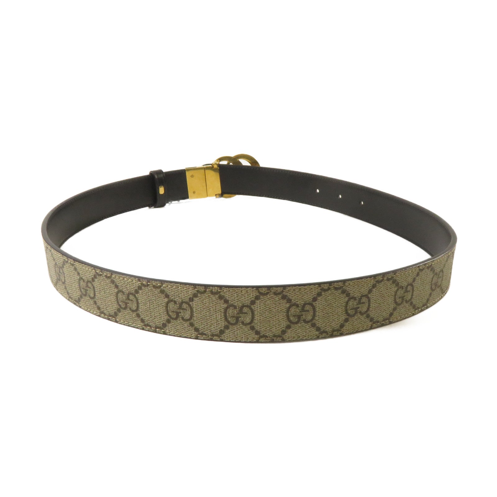 GUCCI 【激減優惠】塗層帆布/皮革GG Marmont Belt皮帶啡色/黑色