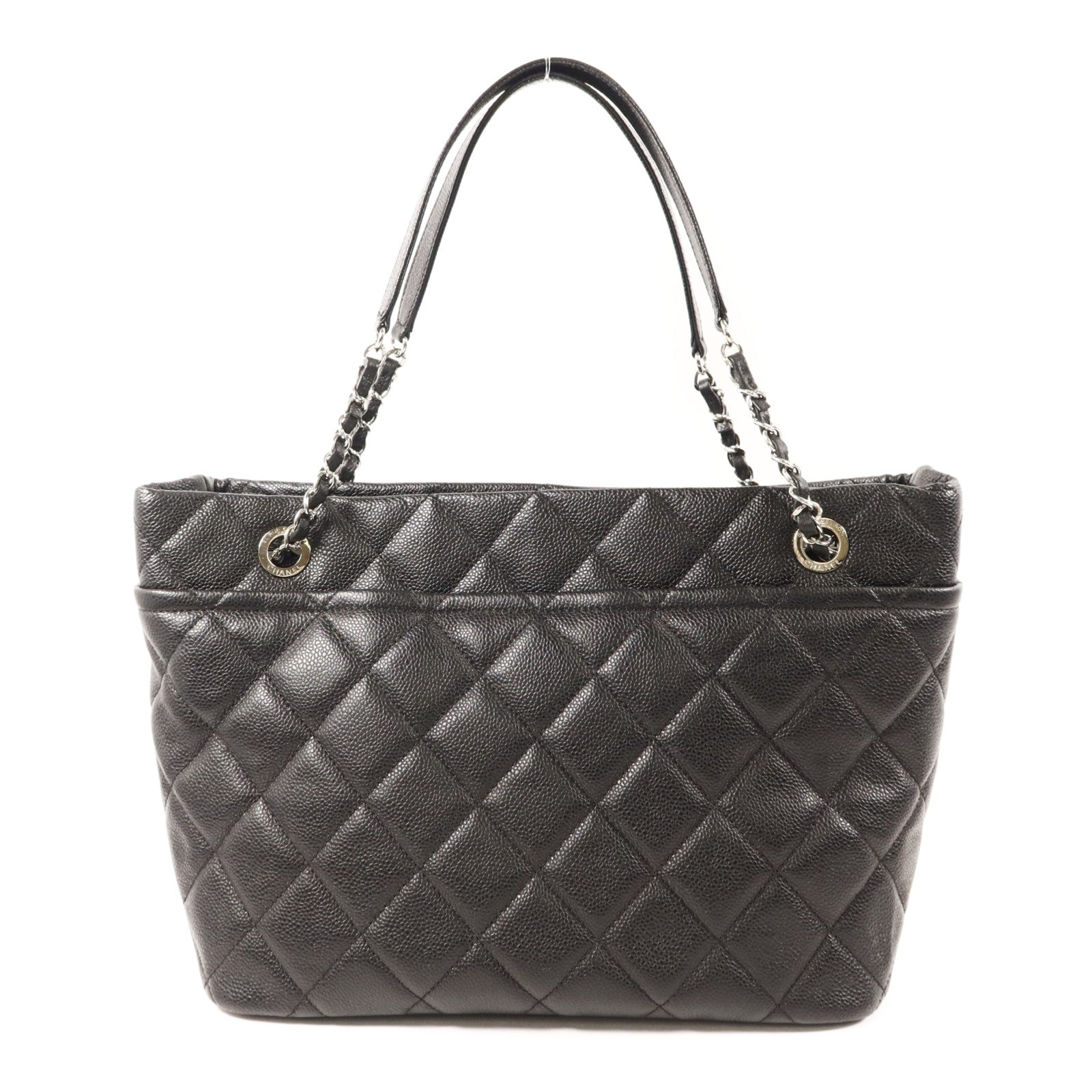 CHANEL 牛皮皮革Tote Bag銀扣鏈帶手挽袋