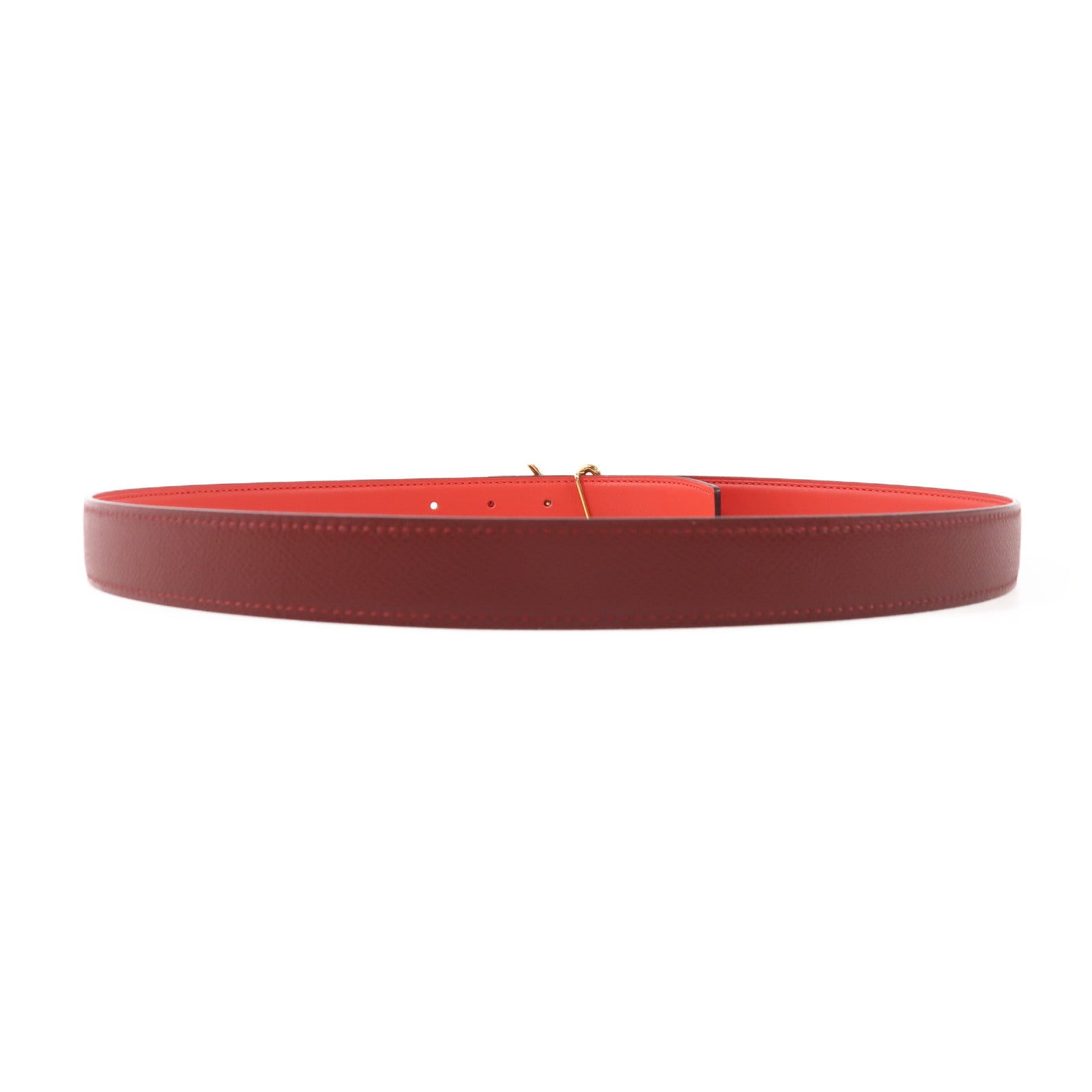 HERMES Epsom/Swift皮革H Cursives Belt金扣皮帶Rouge De Rouge/Rouge H