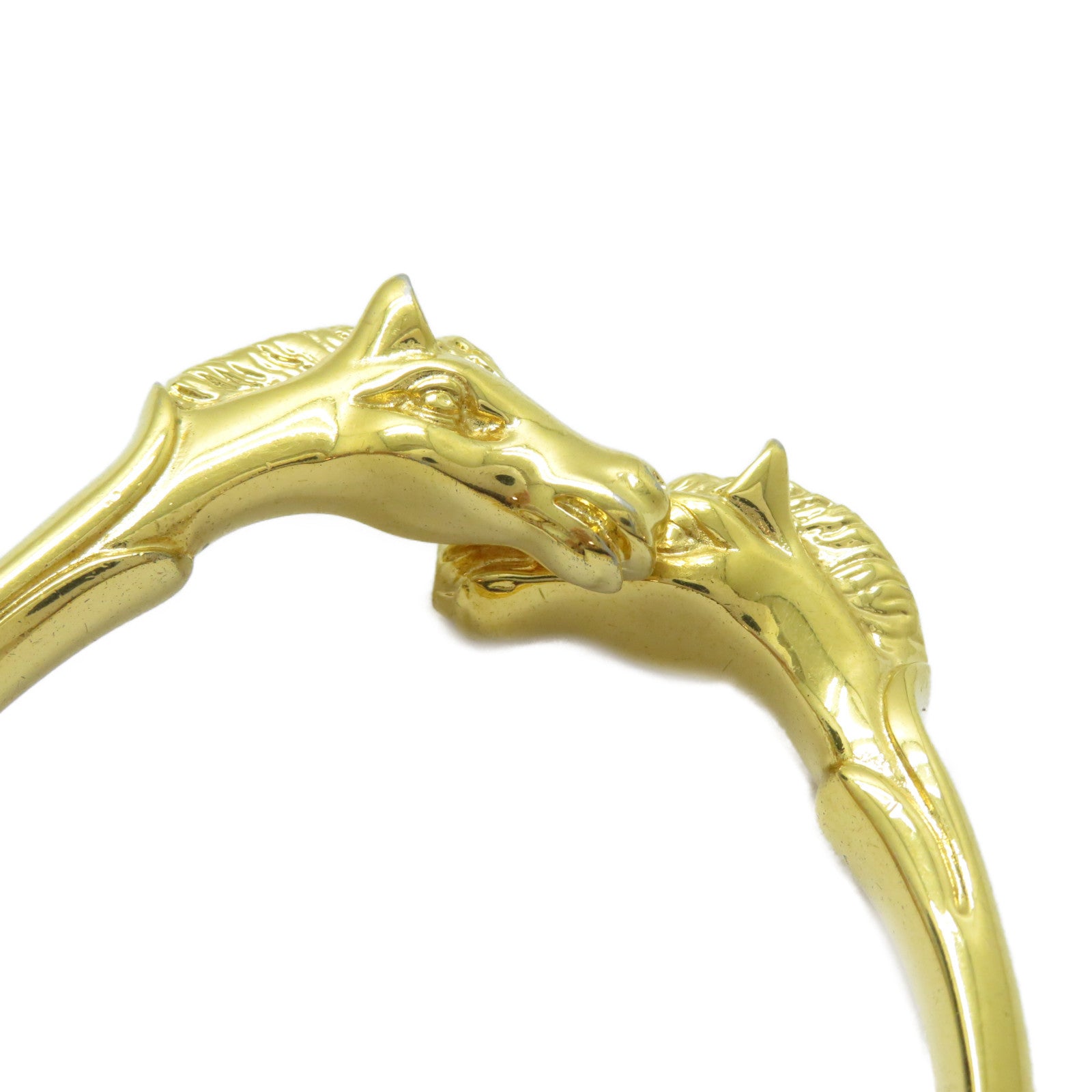 HERMES 金屬Double Horse手鐲金色
