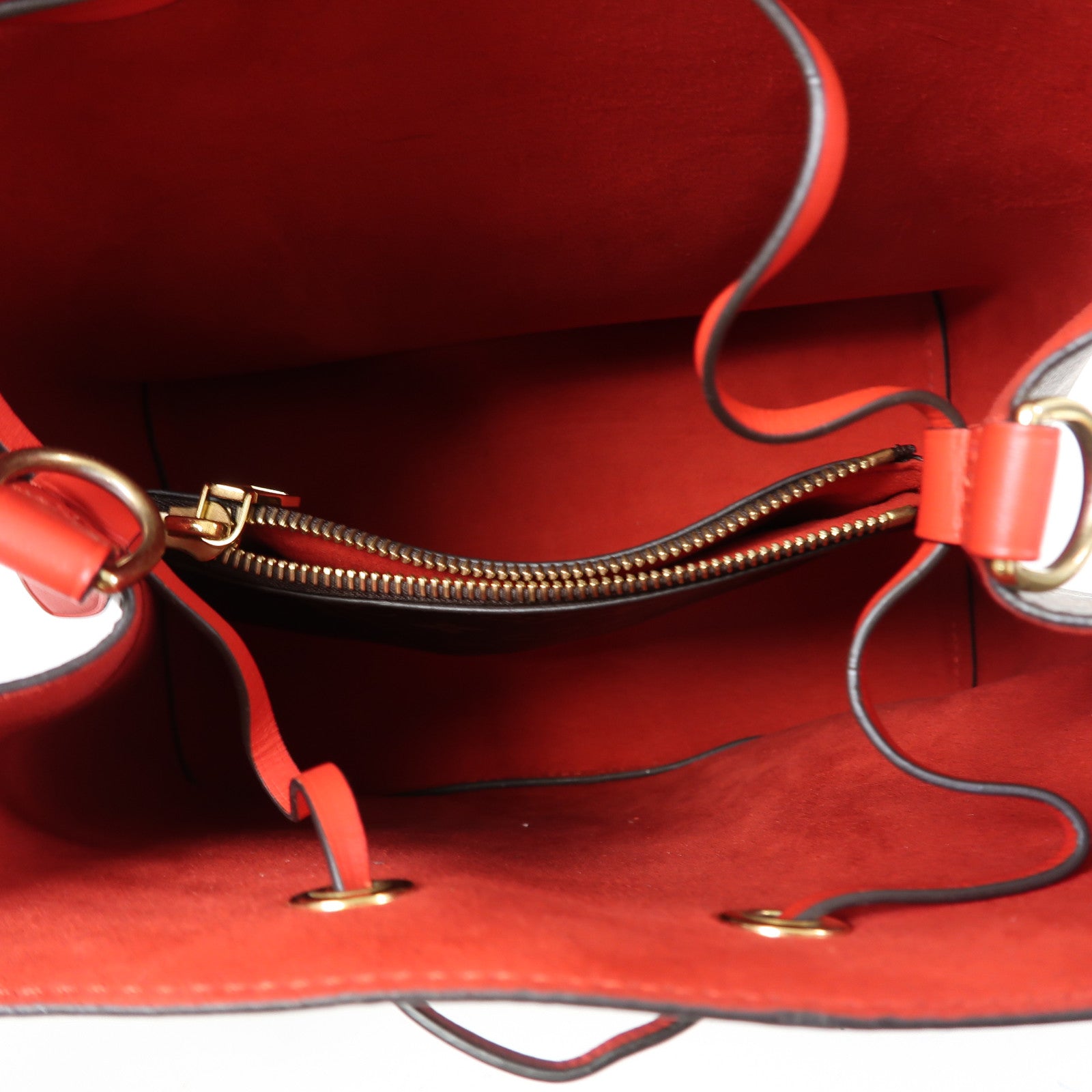 LOUIS VUITTON Monogram Neo Noe MM金扣肩背袋啡色/紅色