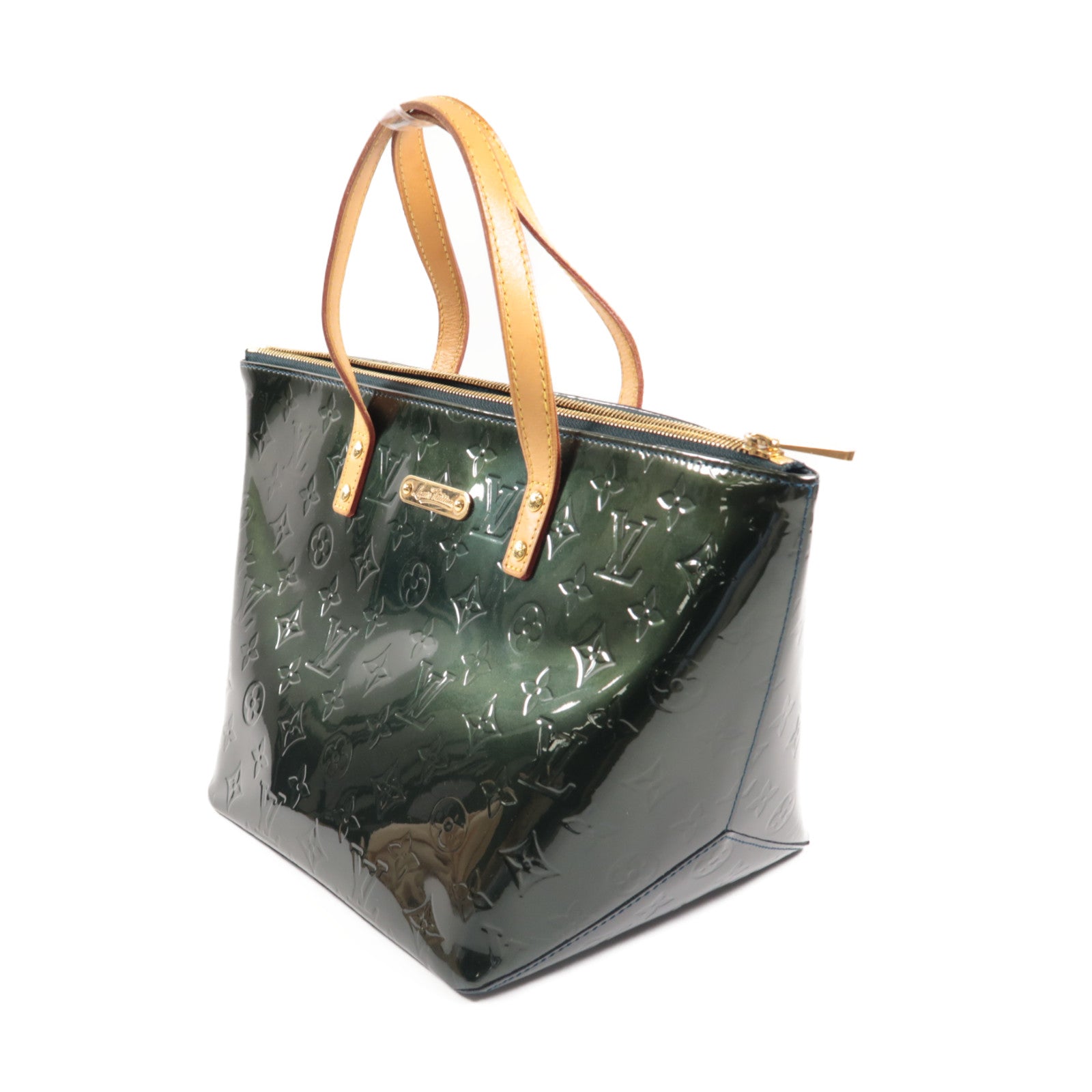LOUIS VUITTON Monogram Vernis Bellevue PM金扣手挽袋綠色