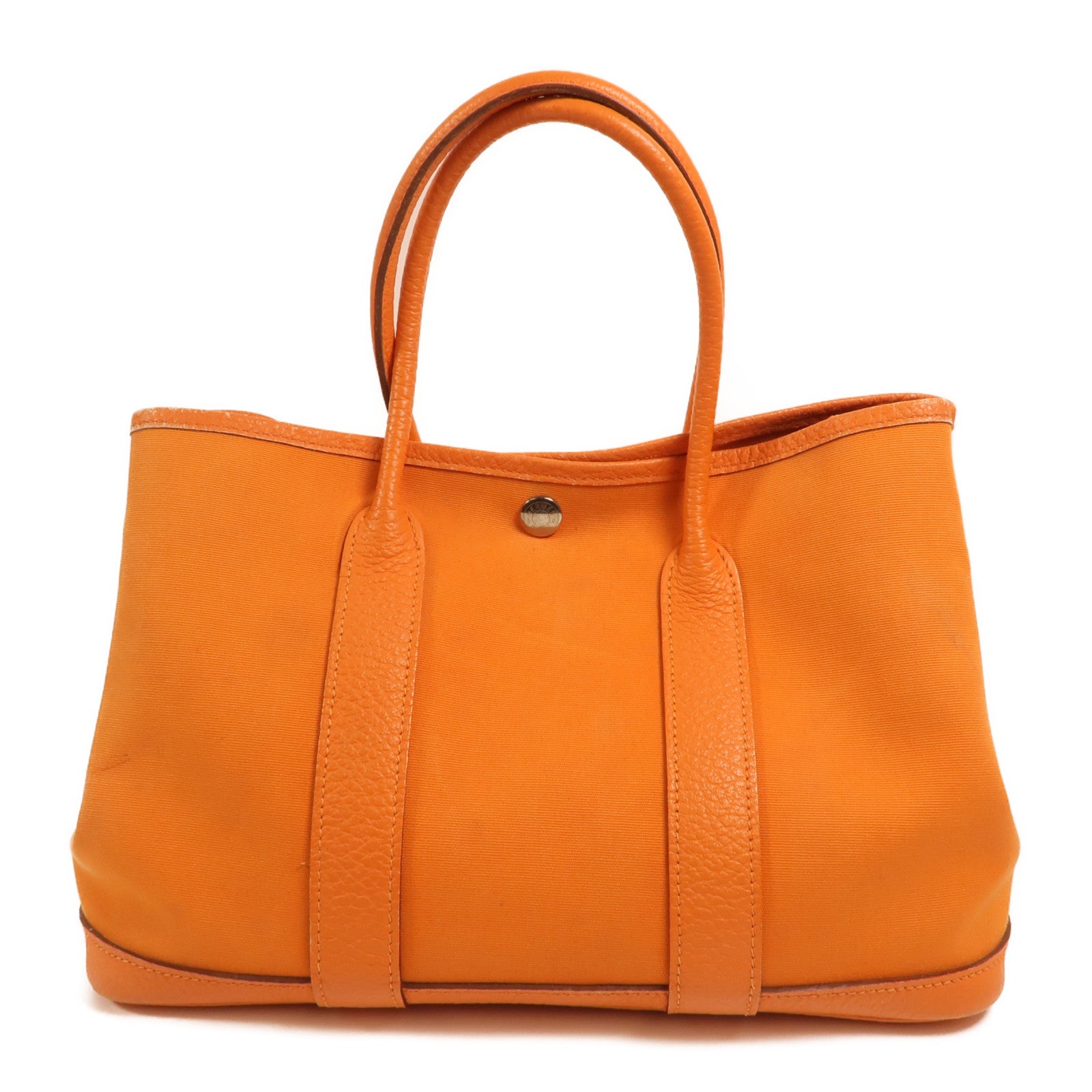 HERMES 帆布Garden Party TPM銀扣手挽袋Orange