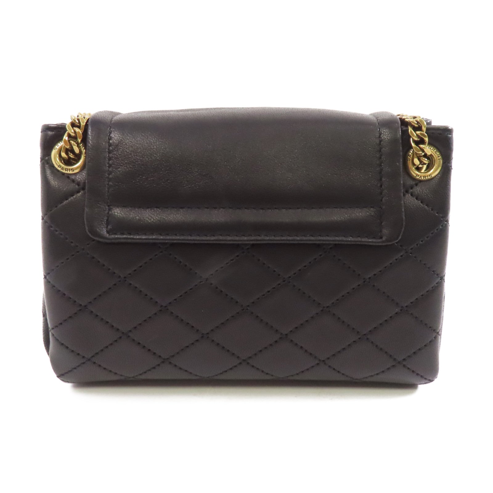 SAINT LAURENT 羊皮皮革Mini Nolita Bag金扣鏈帶肩背袋黑色