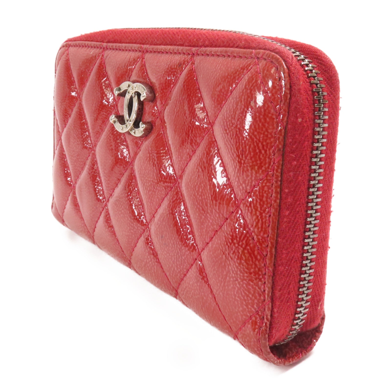 CHANEL 漆皮皮革Wallet銀扣錢包