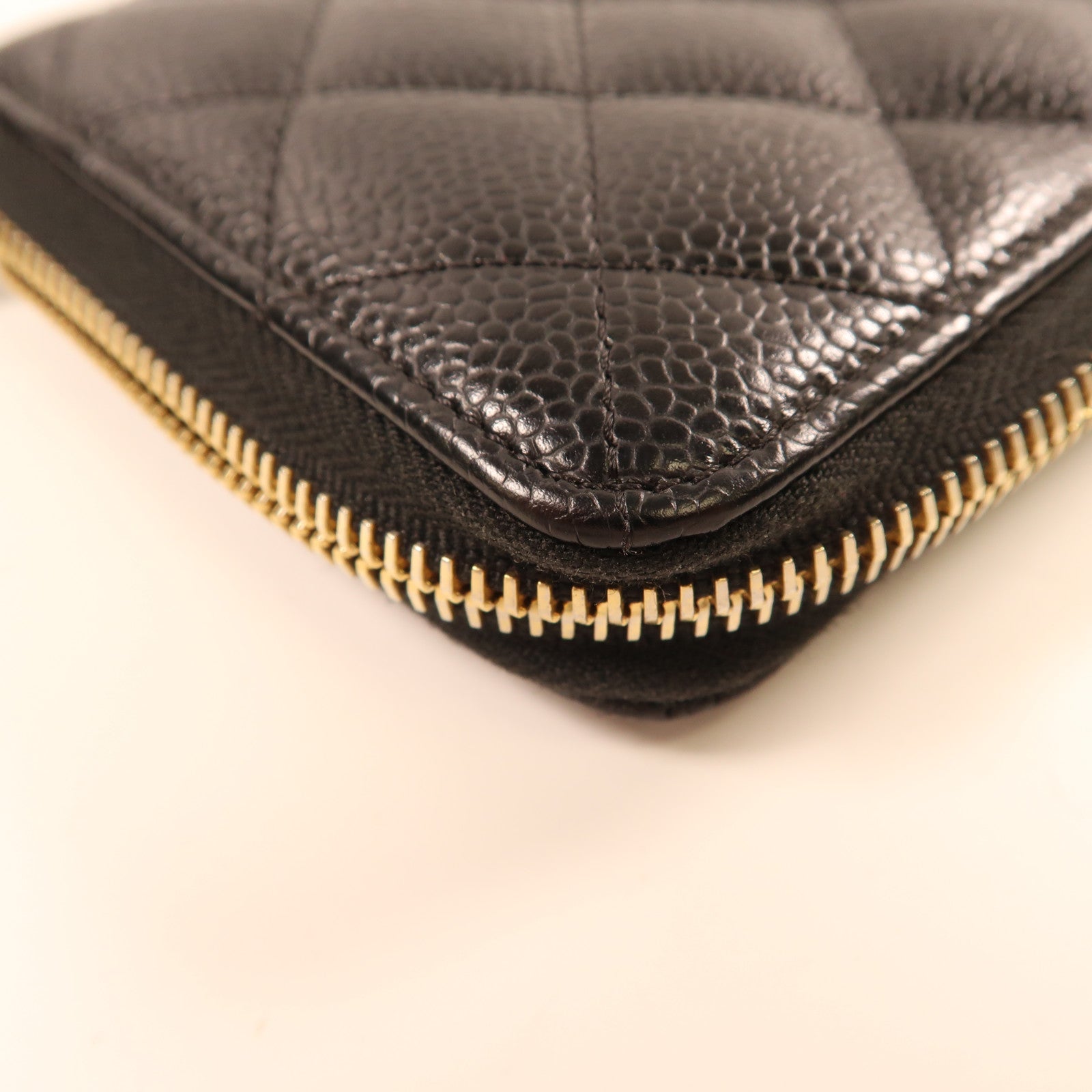 CHANEL 牛皮皮革Zipper Long Wallet金扣長錢包黑色